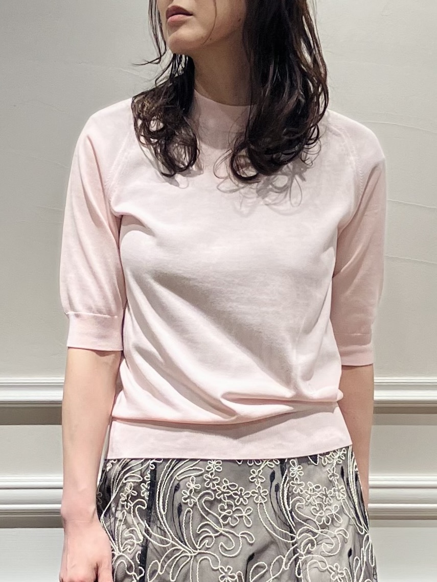 TSUKUIさんの「DRESSTERIOR｜【ウォッシャブル】コットンシルクハーフスリーブニット」を使ったコーディネート