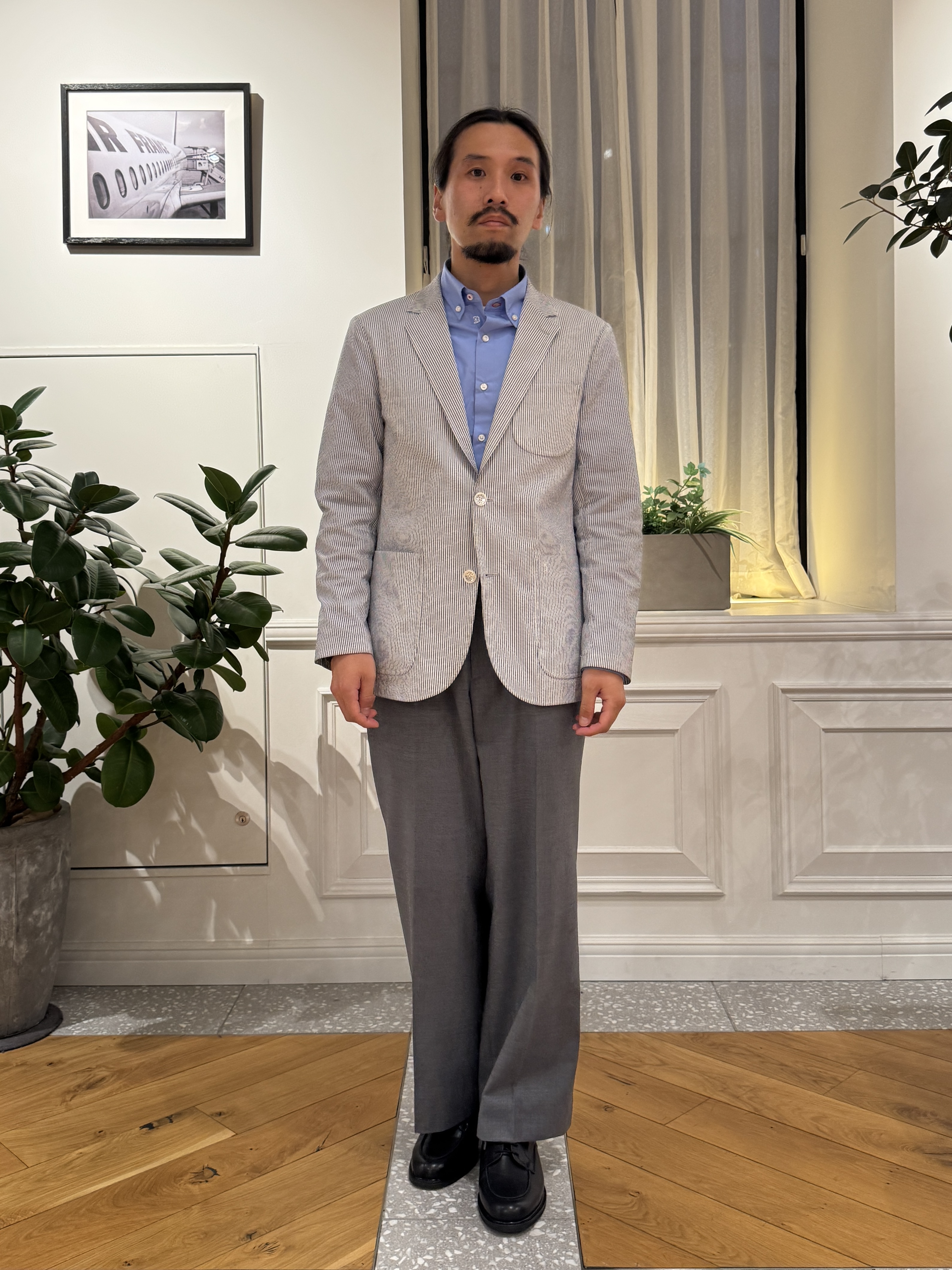 kawarataniさんの「DRESSTERIOR｜【吸湿速乾/セットアップ可/ウォッシャブル】COOLMAX シアサッカー サマージャケット」を使ったコーディネート