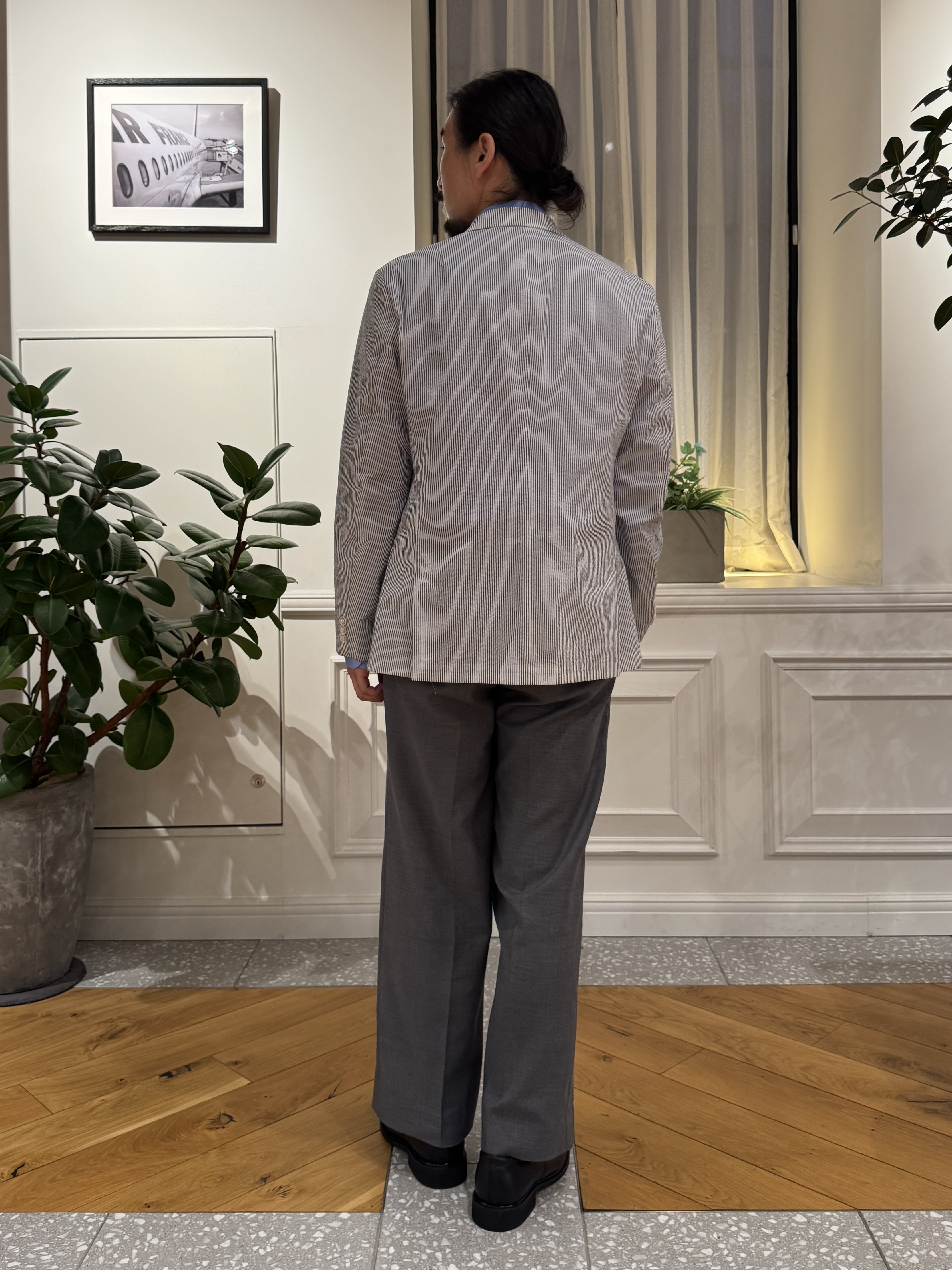 kawarataniさんの「DRESSTERIOR｜【吸湿速乾/セットアップ可/ウォッシャブル】COOLMAX シアサッカー サマージャケット」を使ったコーディネート