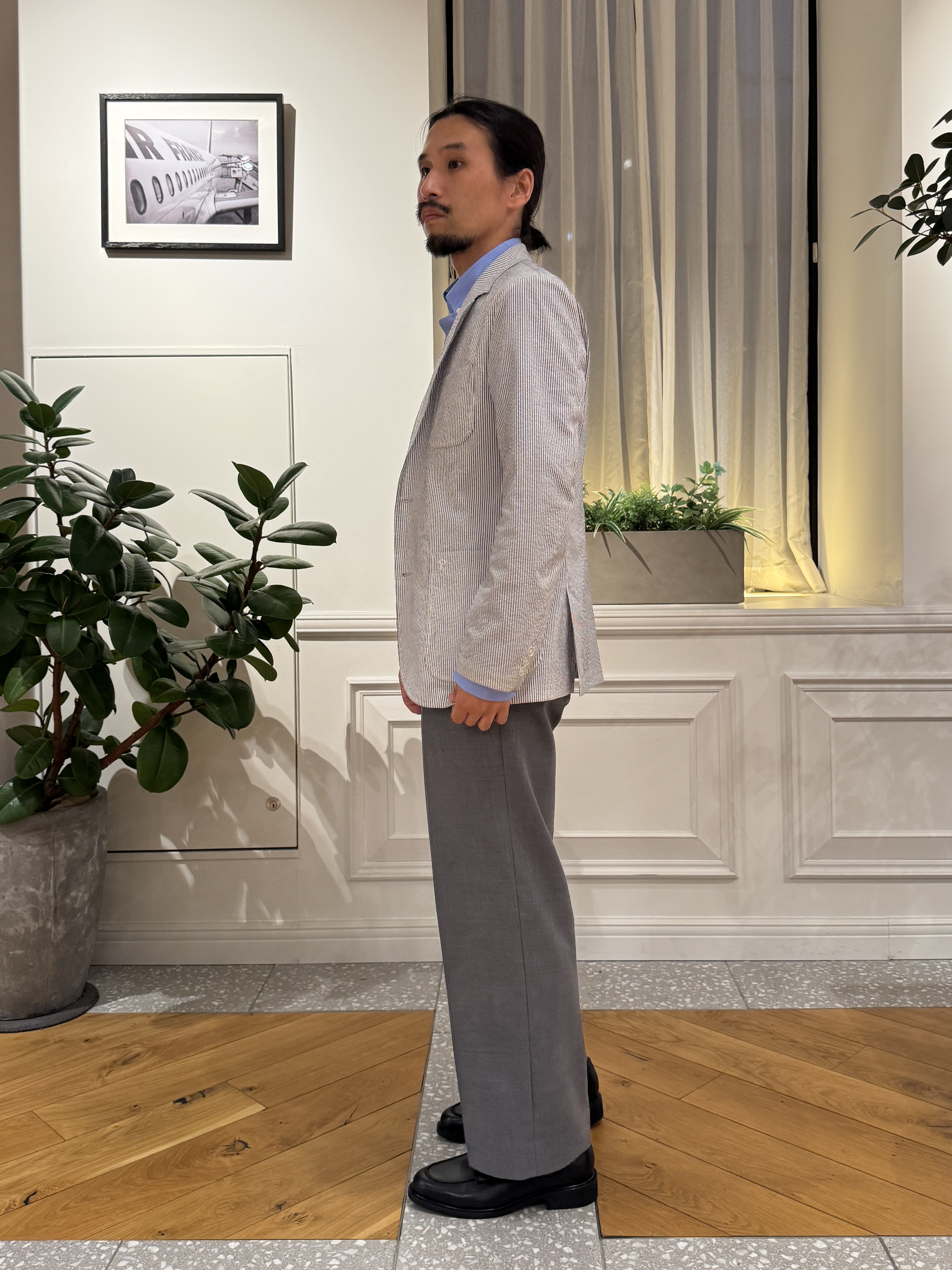 kawarataniさんの「DRESSTERIOR｜【吸湿速乾/セットアップ可/ウォッシャブル】COOLMAX シアサッカー サマージャケット」を使ったコーディネート