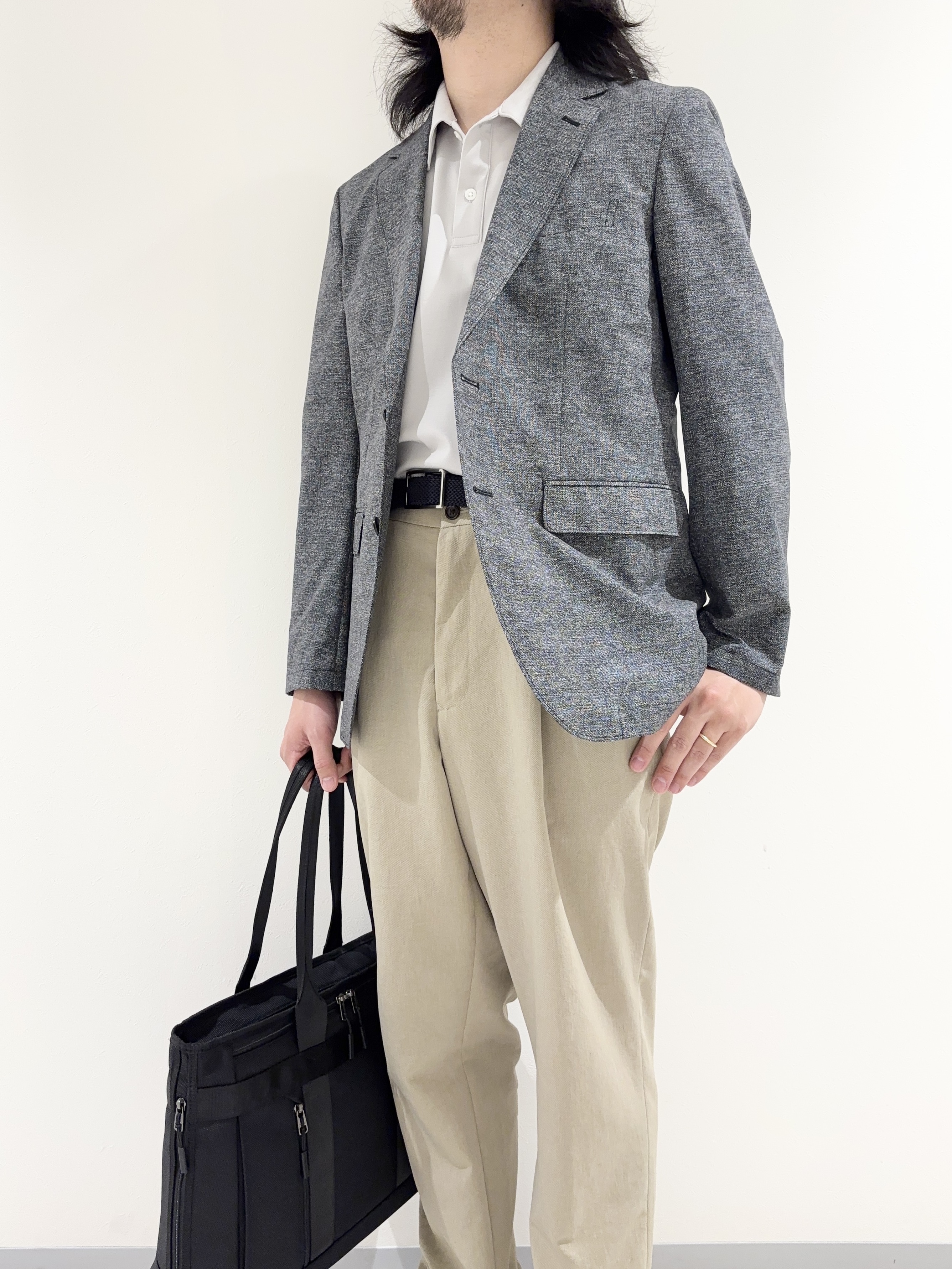 及川さんの「TAKEO KIKUCHI｜【抗菌防臭】COOL DOTS（R）ドビープリント ジャケット」を使ったコーディネート