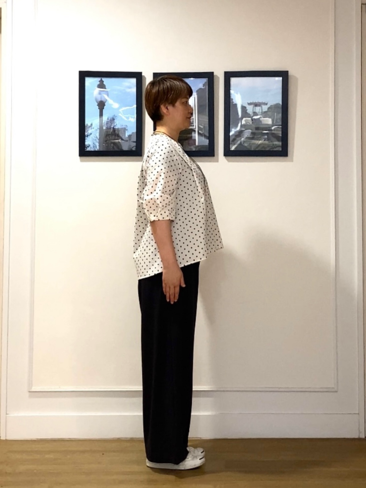 Hiroさんの「Dessin｜【セットアップ可/UVカット】サッカー素材 キーネックブラウス」を使ったコーディネート