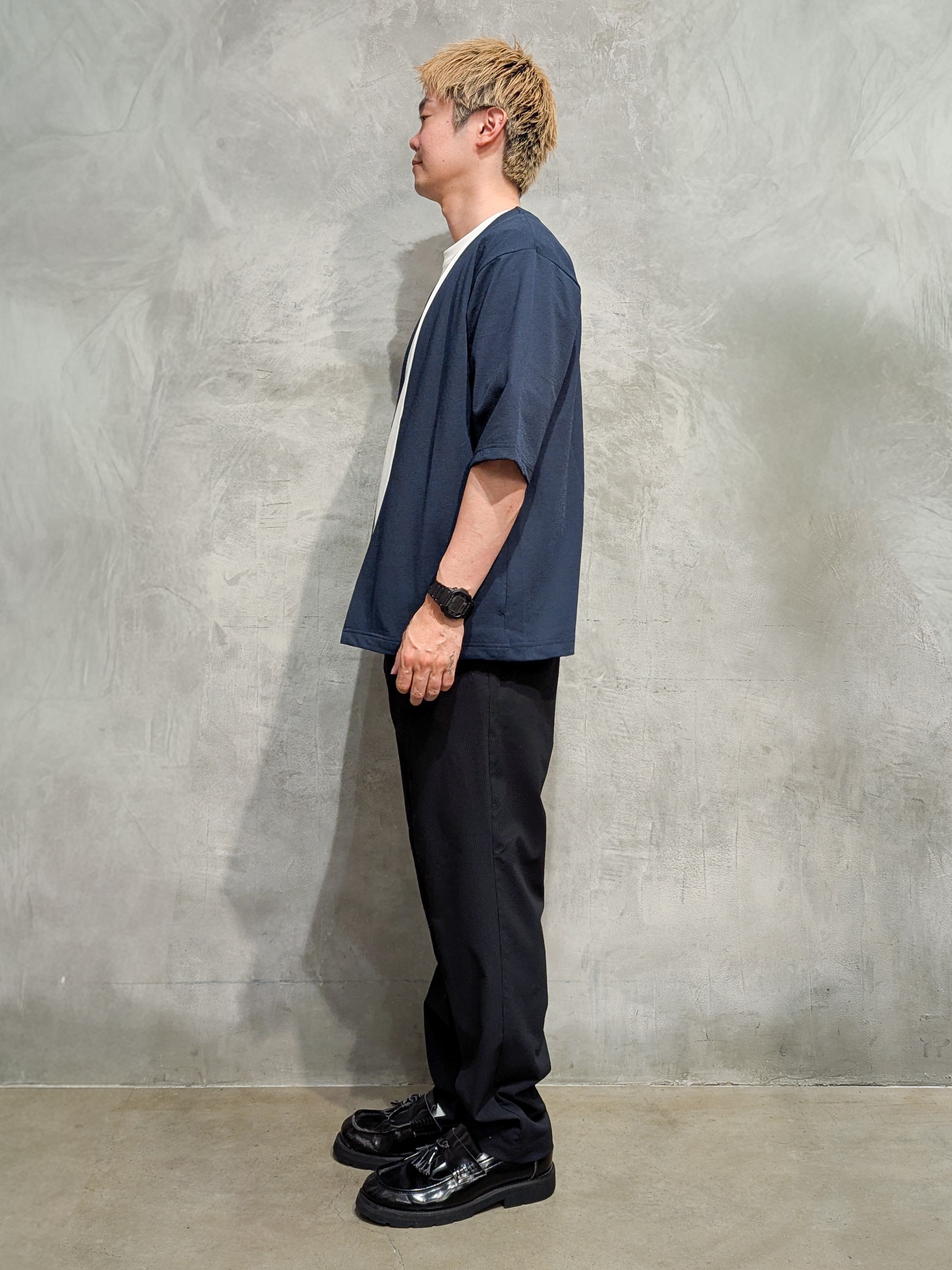 daiさんの「THE SHOP TK｜メッシュ五分袖カーディガン＋半袖Tシャツ セットアイテム 洗濯機OK」を使ったコーディネート