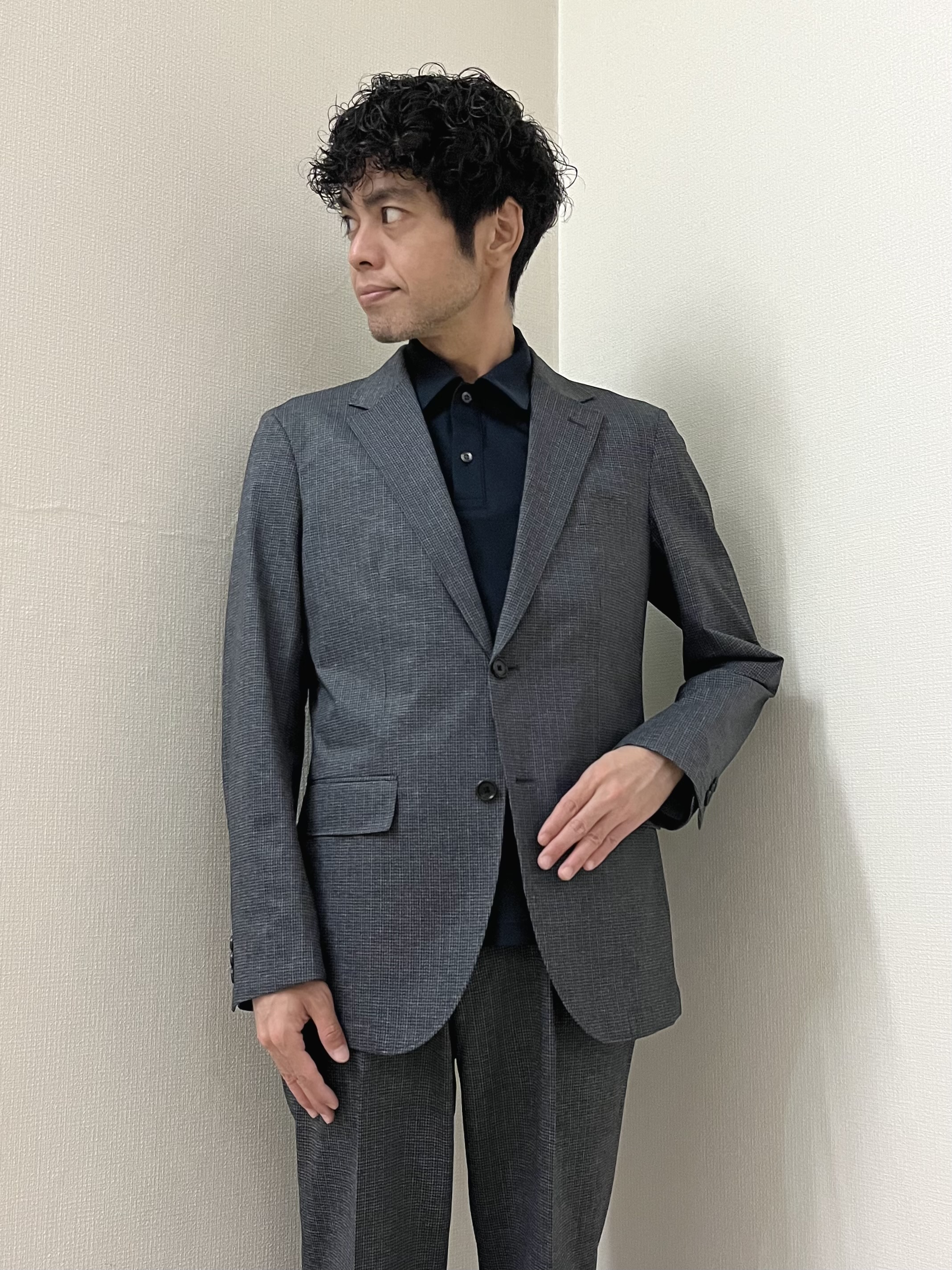 URAさんの「TAKEO KIKUCHI｜【通気性】ジャージ千鳥柄 ジャケット」を使ったコーディネート