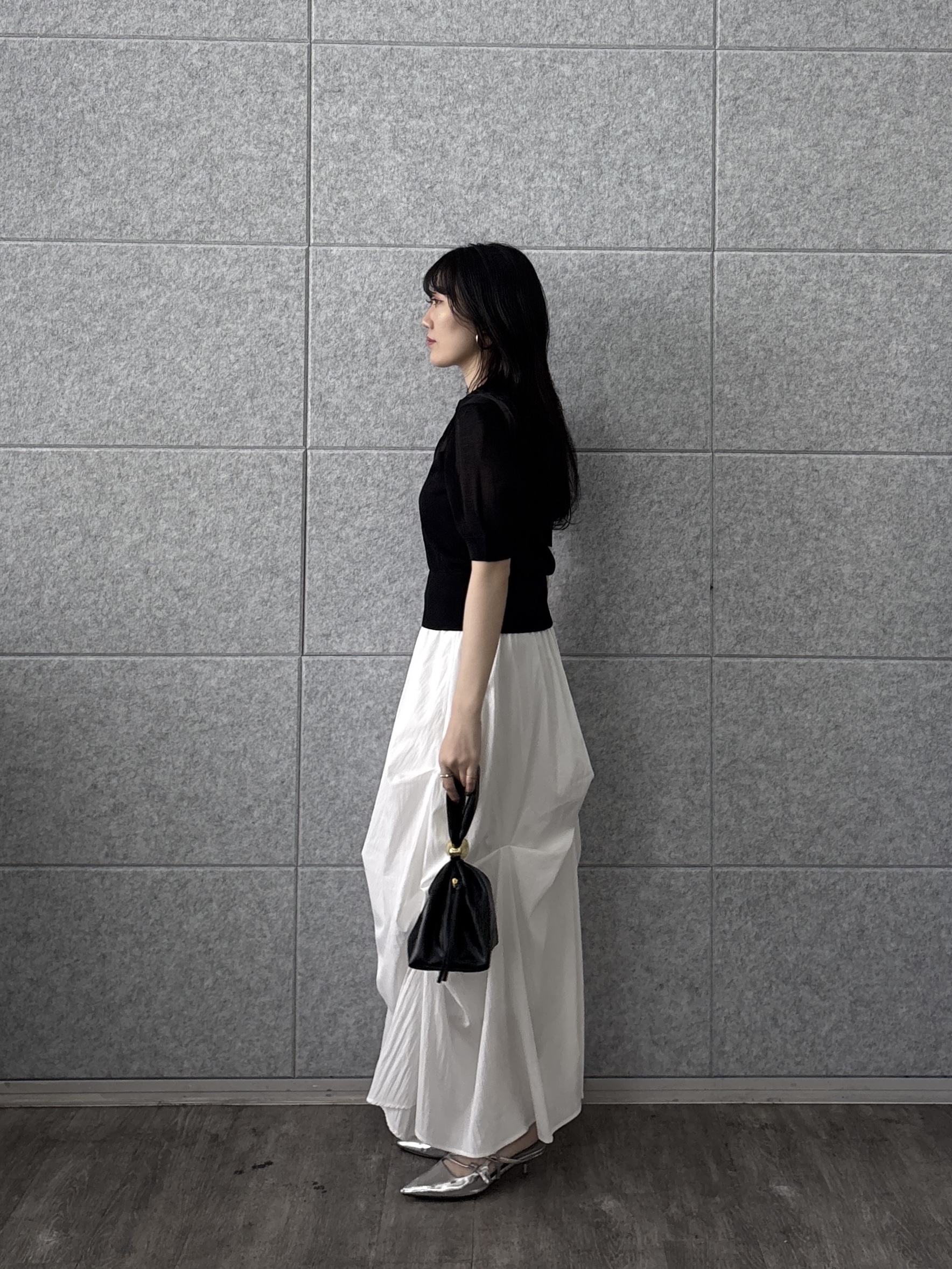 rinaさんの「INDIVI｜フォルムスリーブポロニット」を使ったコーディネート