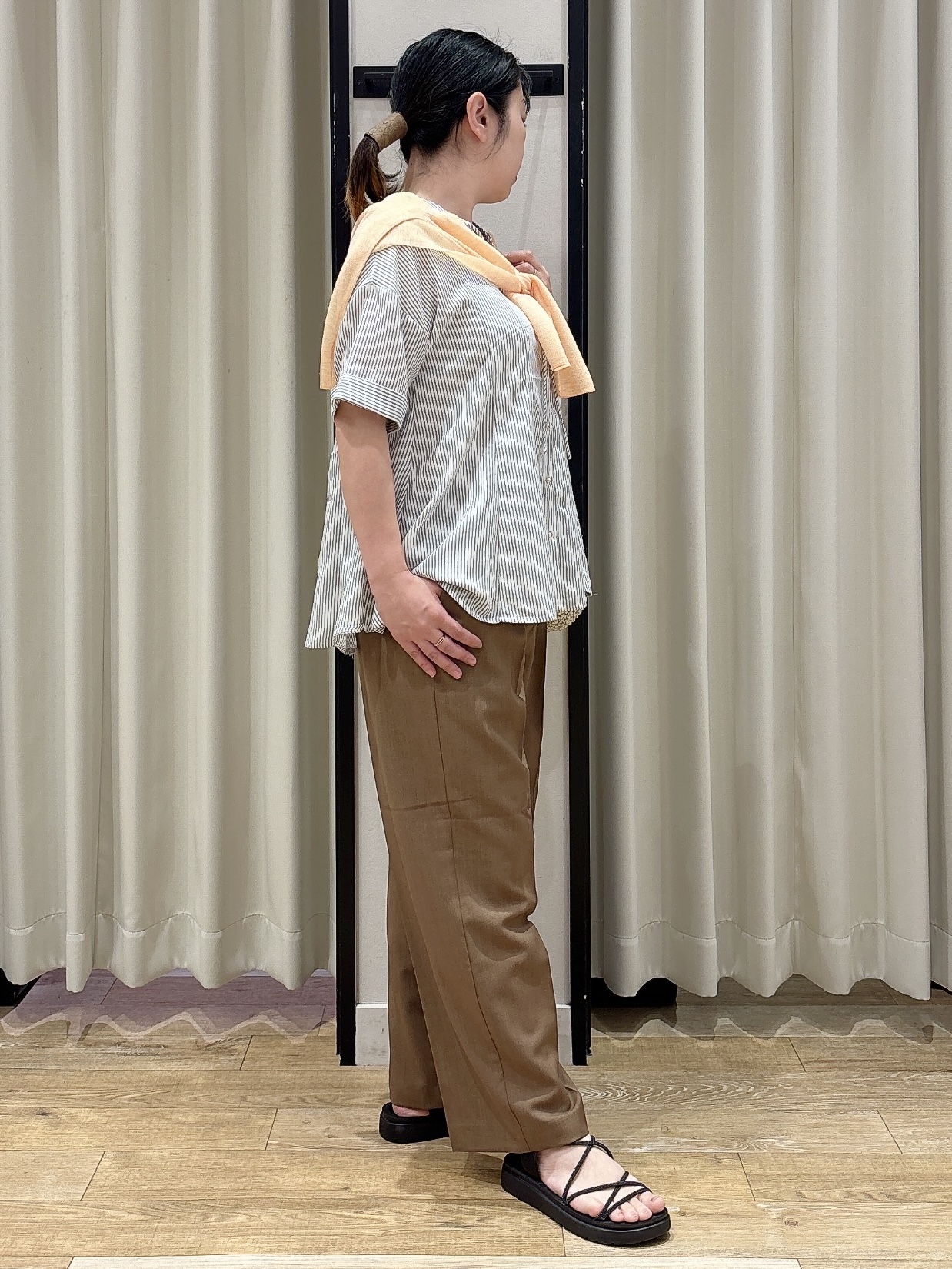 amamaさんの「grove｜高評価！【洗える/名品】大人の透け感、シアーカーディガン」を使ったコーディネート