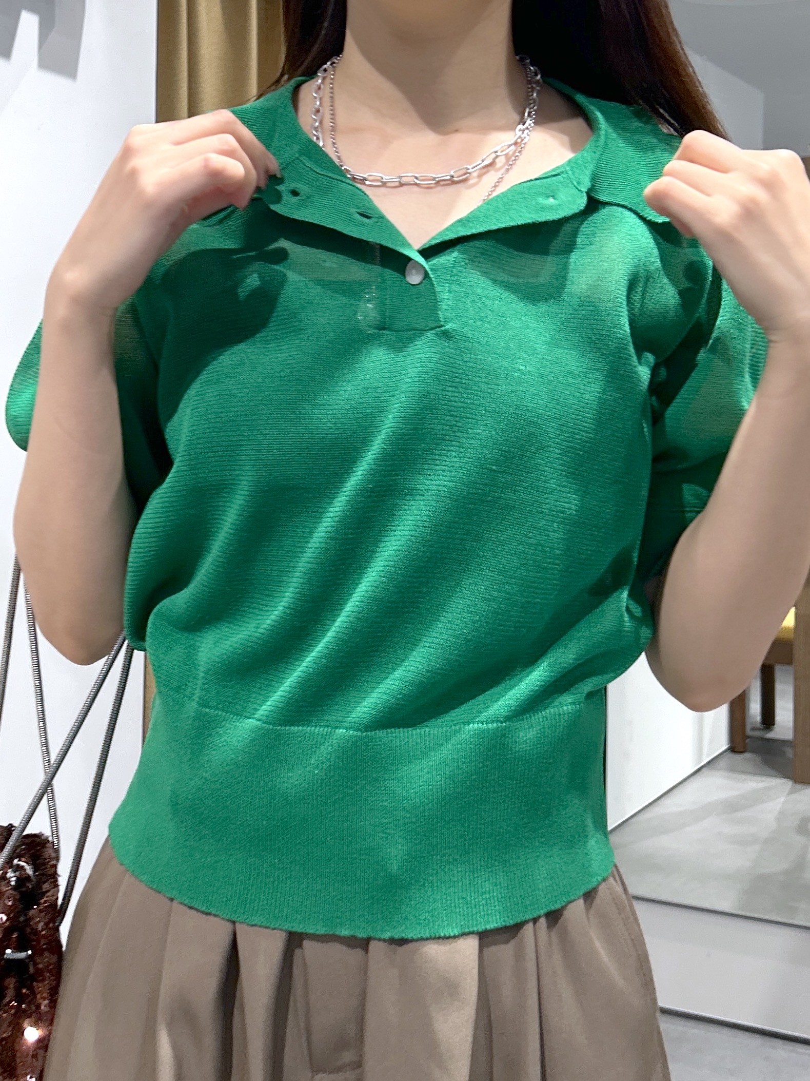 Renoさんの「INDIVI｜フォルムスリーブポロニット」を使ったコーディネート