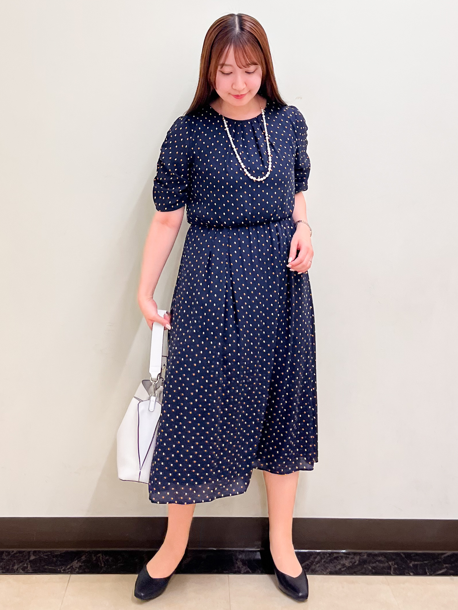 mikikoさんの「Reflect｜小紋柄ジョーゼットワンピース」を使ったコーディネート