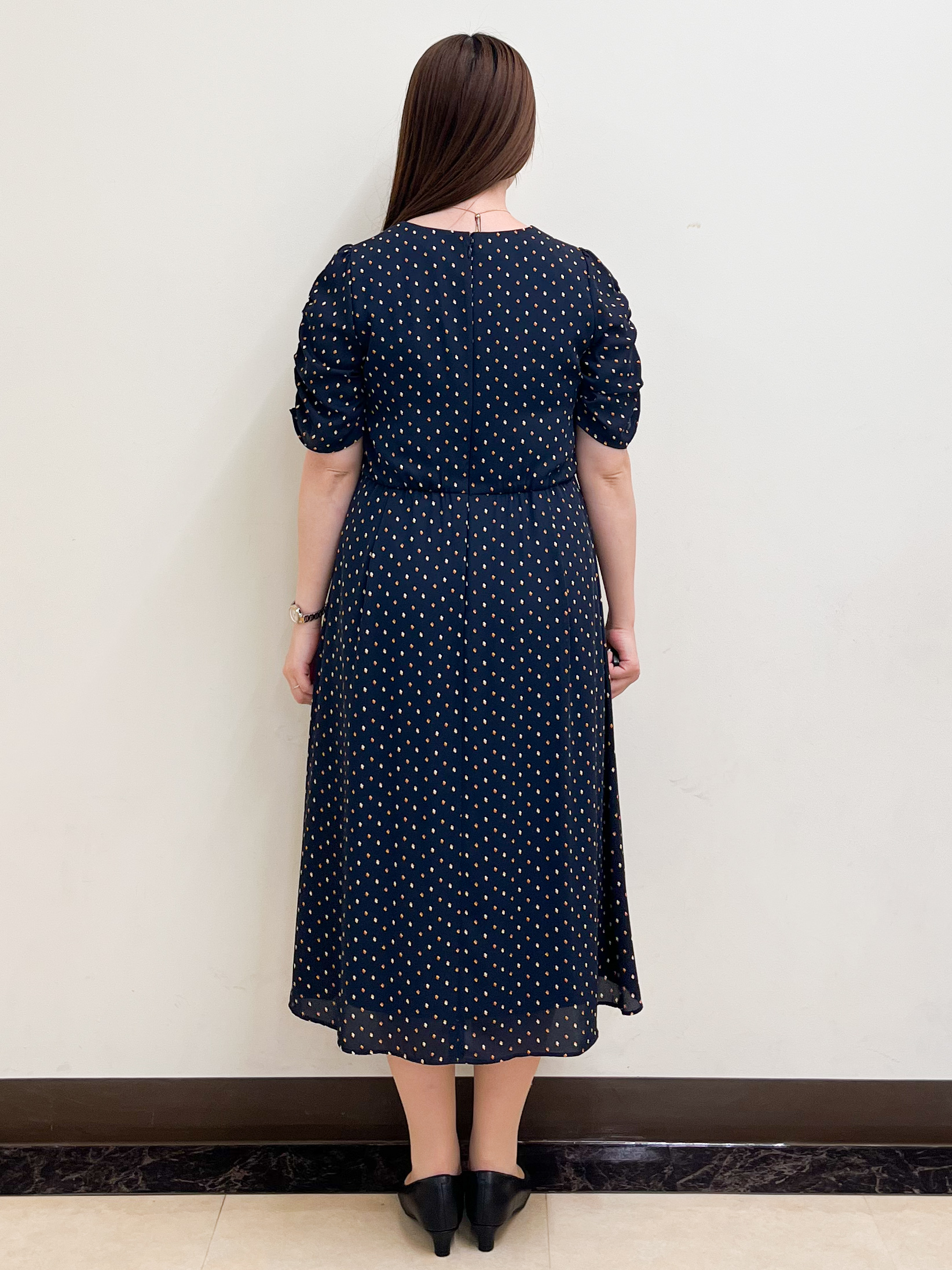 mikikoさんの「Reflect｜小紋柄ジョーゼットワンピース」を使ったコーディネート