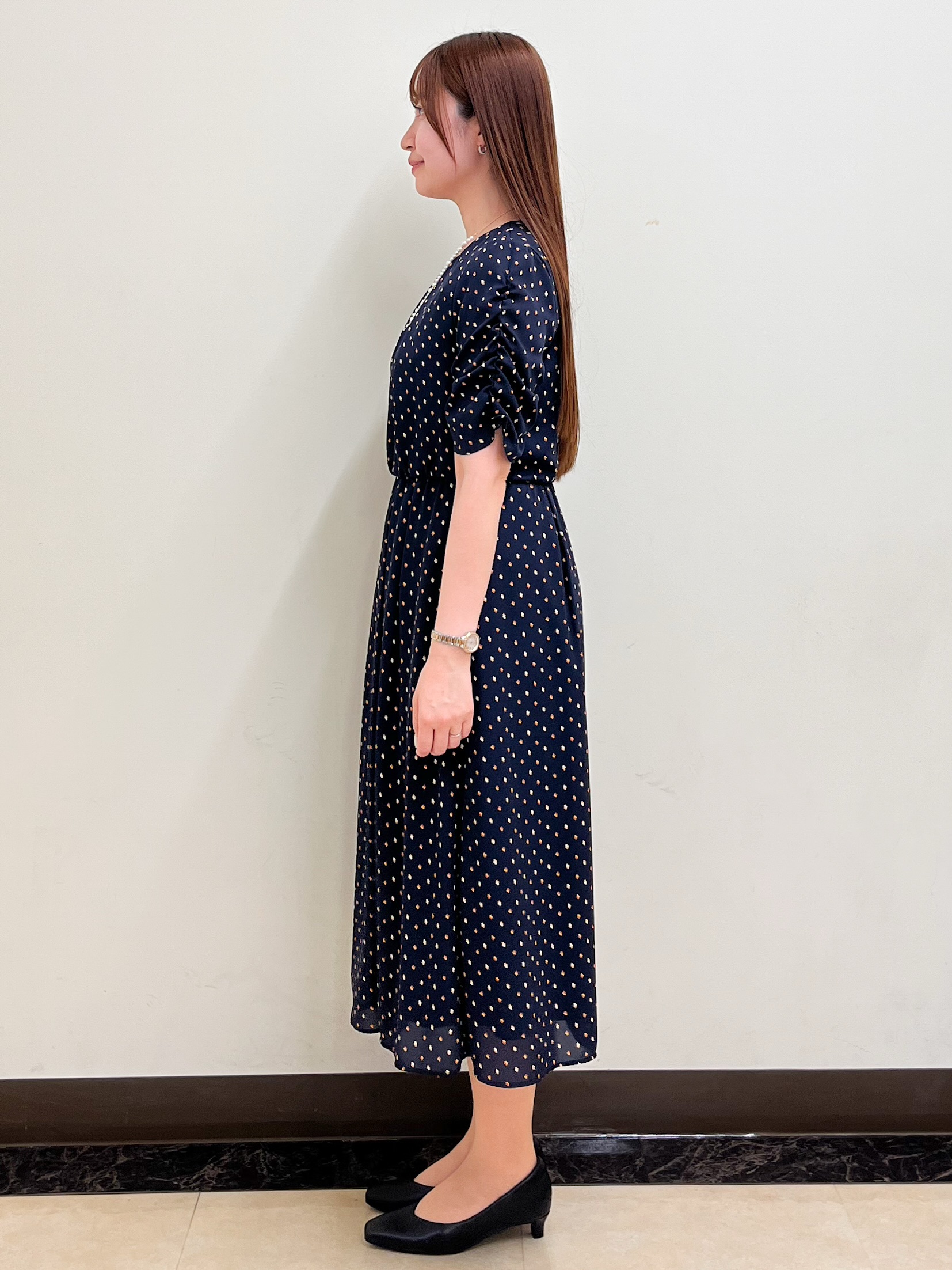 mikikoさんの「Reflect｜小紋柄ジョーゼットワンピース」を使ったコーディネート