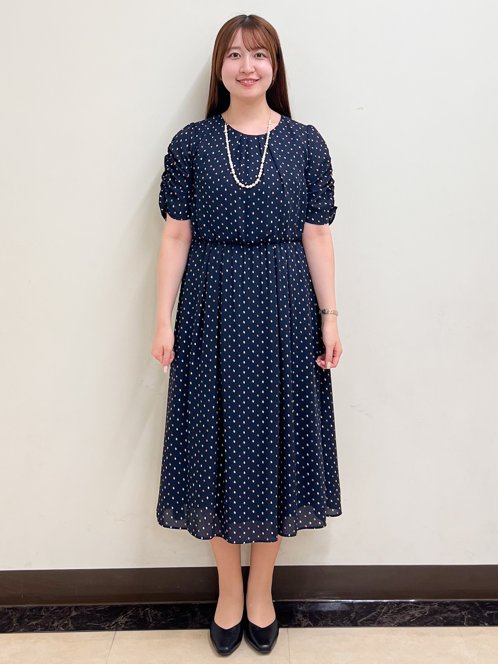 mikikoさんの「Reflect｜小紋柄ジョーゼットワンピース」を使ったコーディネート