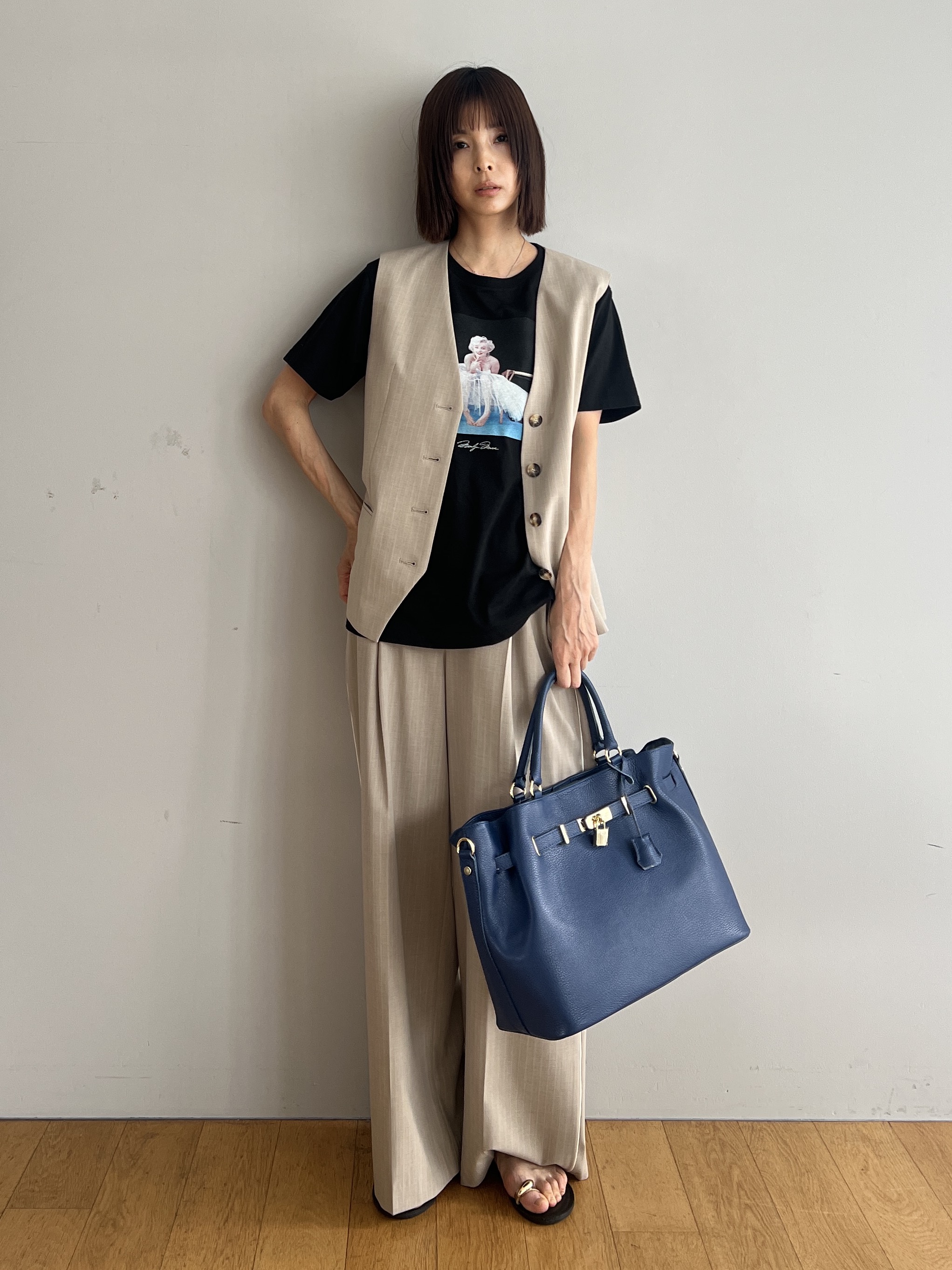 misaさんの「DRESSTERIOR｜【セットアップ可/ウォッシャブル】セットアップストライプジレ」を使ったコーディネート
