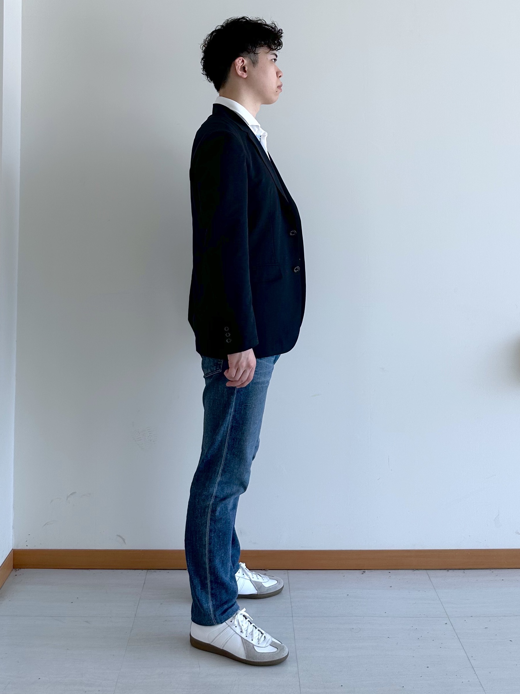 イッシーさんの「TAKEO KIKUCHI｜【抗菌防臭】COOL DOTS（R）ドビープリント ジャケット」を使ったコーディネート