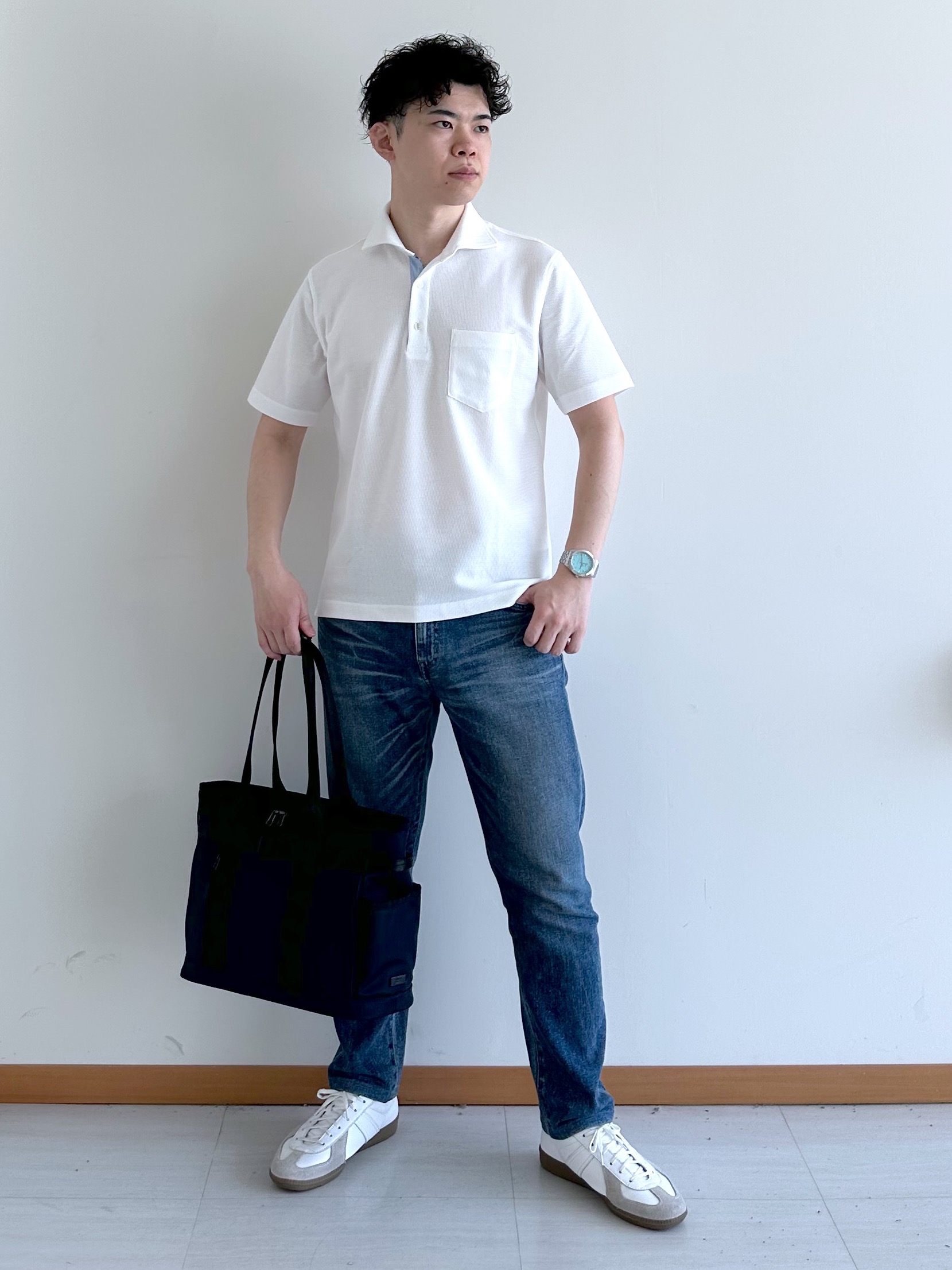 イッシーさんの「TAKEO KIKUCHI｜【抗菌防臭】COOL DOTS（R）ドビープリント ジャケット」を使ったコーディネート