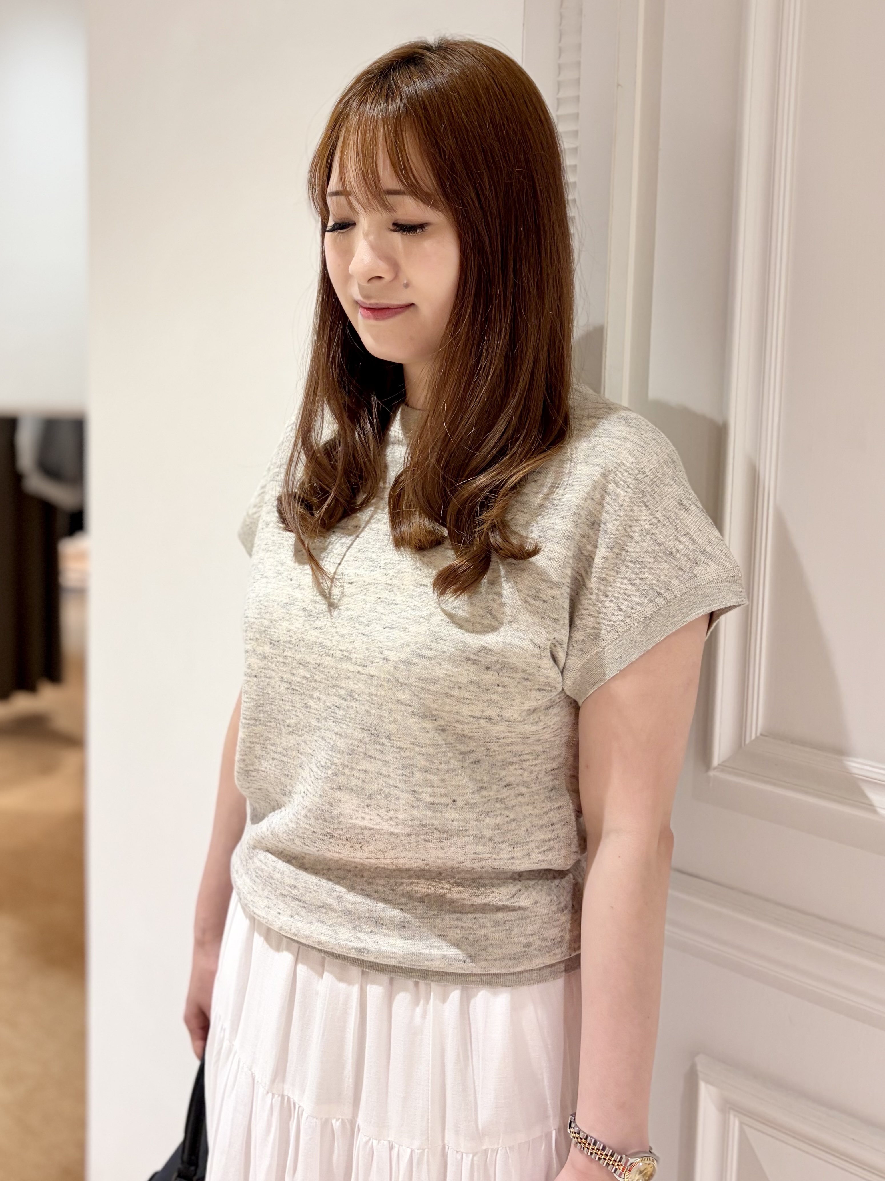 minowaさんの「DRESSTERIOR｜【ウォッシャブル／セットアップ可】リネン混裏毛フレンチプルオーバー」を使ったコーディネート