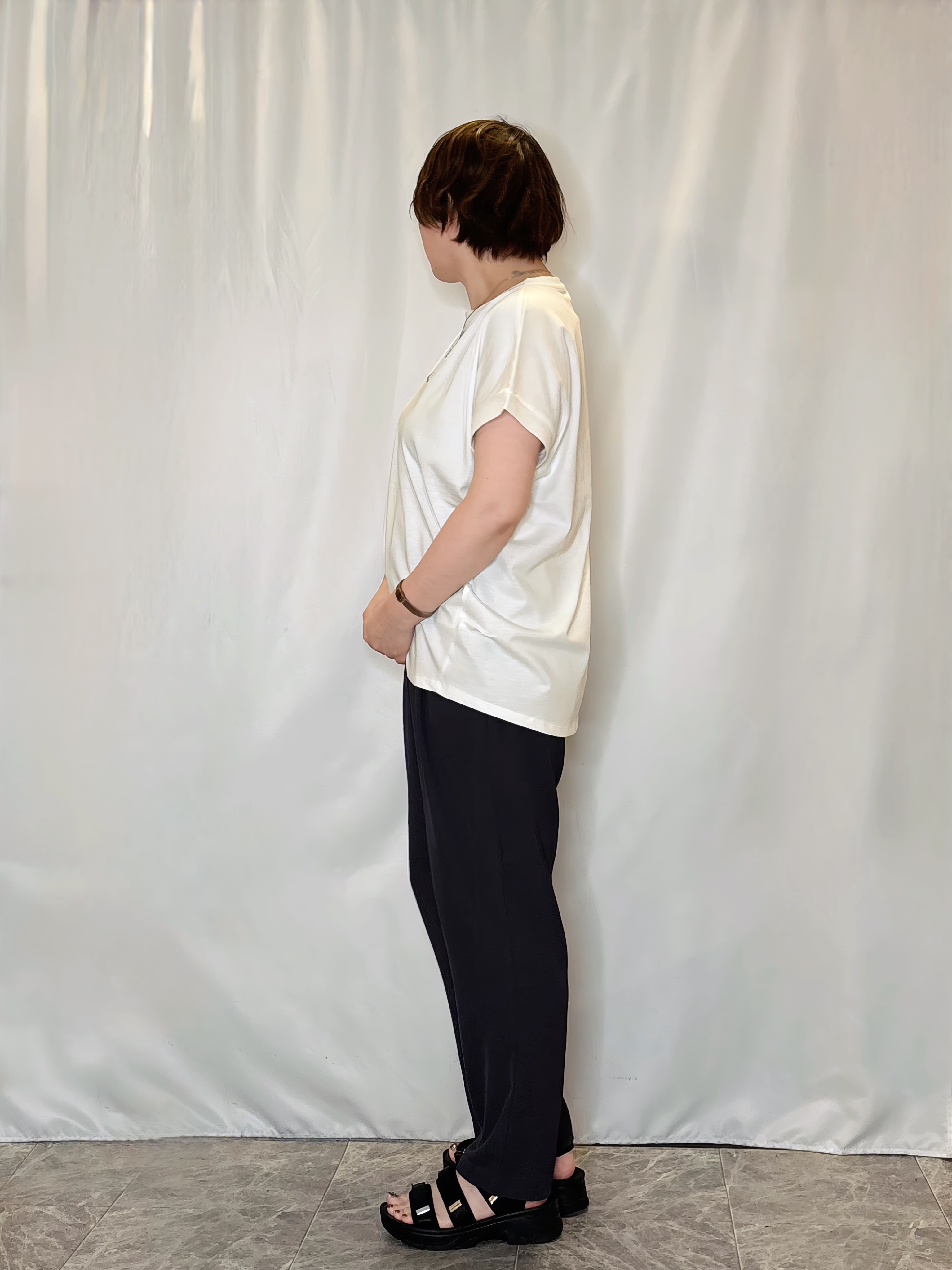 たみさんの「SHOO･LA･RUE｜【ひんやり/洗濯機可/S-LL】肩タックとロールアップでこなれ見え デザイン半袖シャツ」を使ったコーディネート