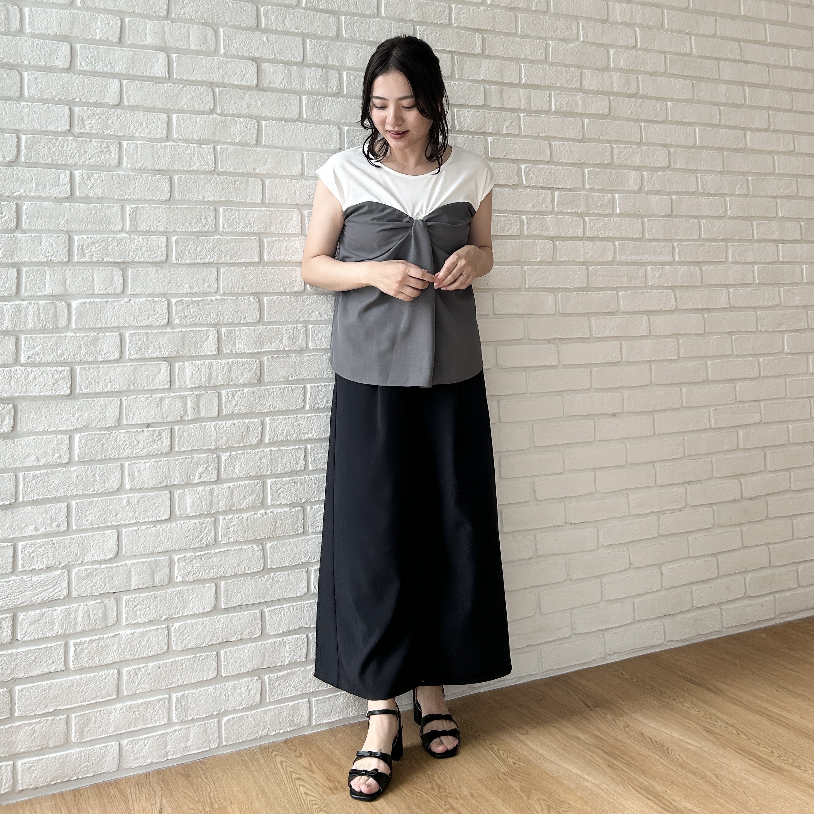 shinoさんの「Couture brooch｜【接触冷感・UVカット・洗える】リボンベア ドッキングトップス」を使ったコーディネート