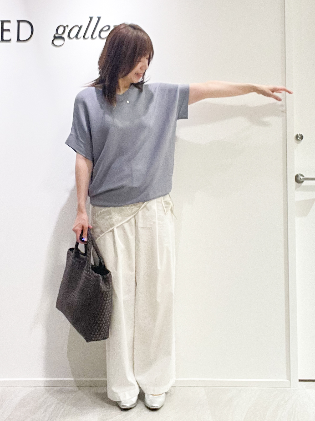 めいさんの「UNTITLED｜【11色展開/体型カバー】前後2WAYフレンチスリーブニット」を使ったコーディネート