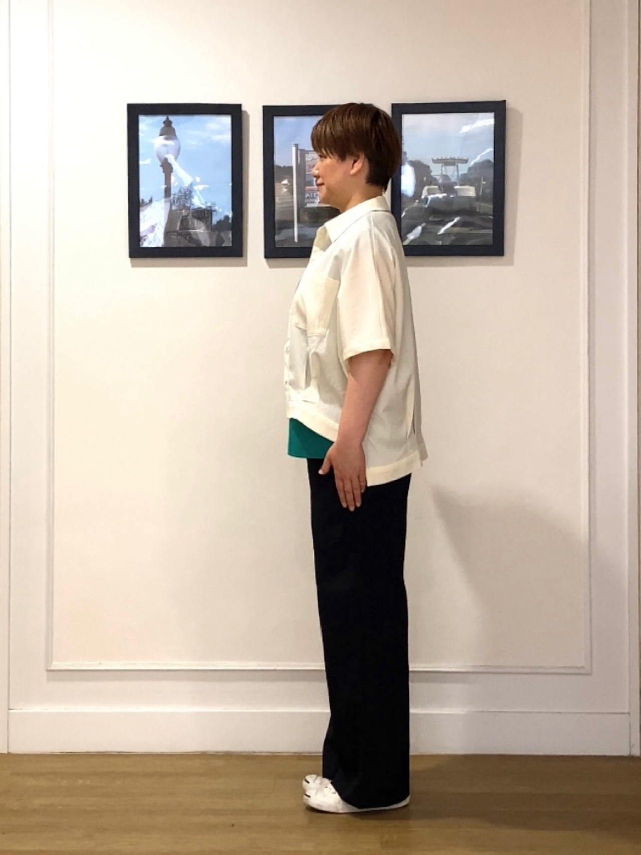 Hiroさんの「Dessin｜タックヘム クロップドシュリンクシャツ」を使ったコーディネート