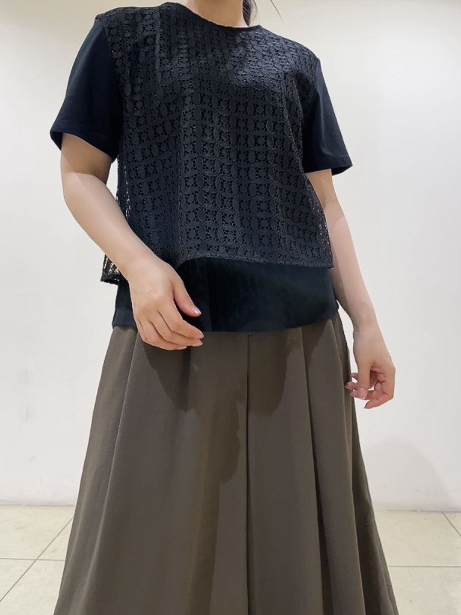 watanabeさんの「UNTITLED｜【洗える】レイヤード風レースコンビTシャツ」を使ったコーディネート
