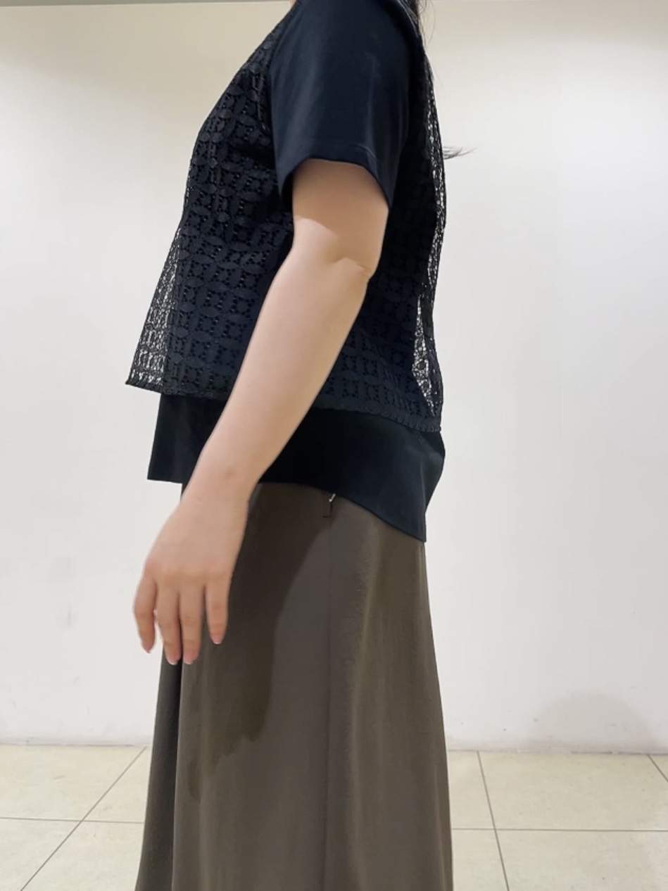 watanabeさんの「UNTITLED｜【洗える】レイヤード風レースコンビTシャツ」を使ったコーディネート