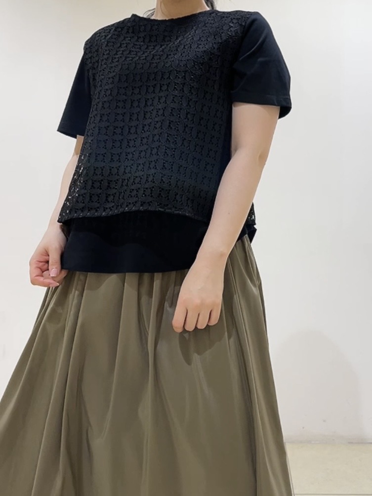 watanabeさんの「UNTITLED｜【洗える】レイヤード風レースコンビTシャツ」を使ったコーディネート