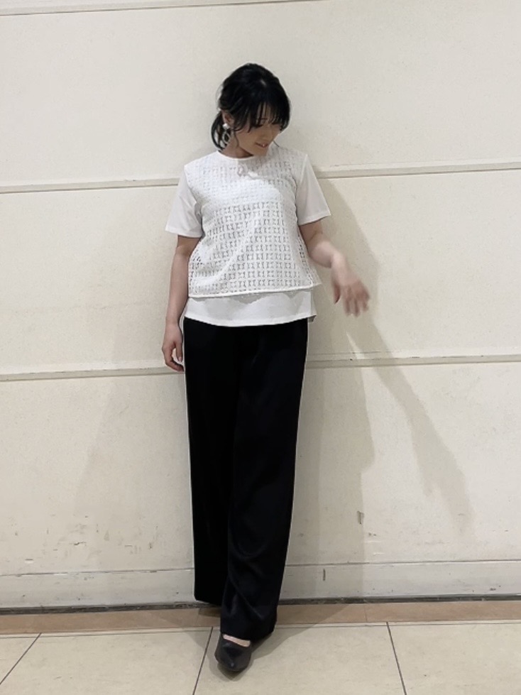 watanabeさんの「UNTITLED｜【洗える】レイヤード風レースコンビTシャツ」を使ったコーディネート