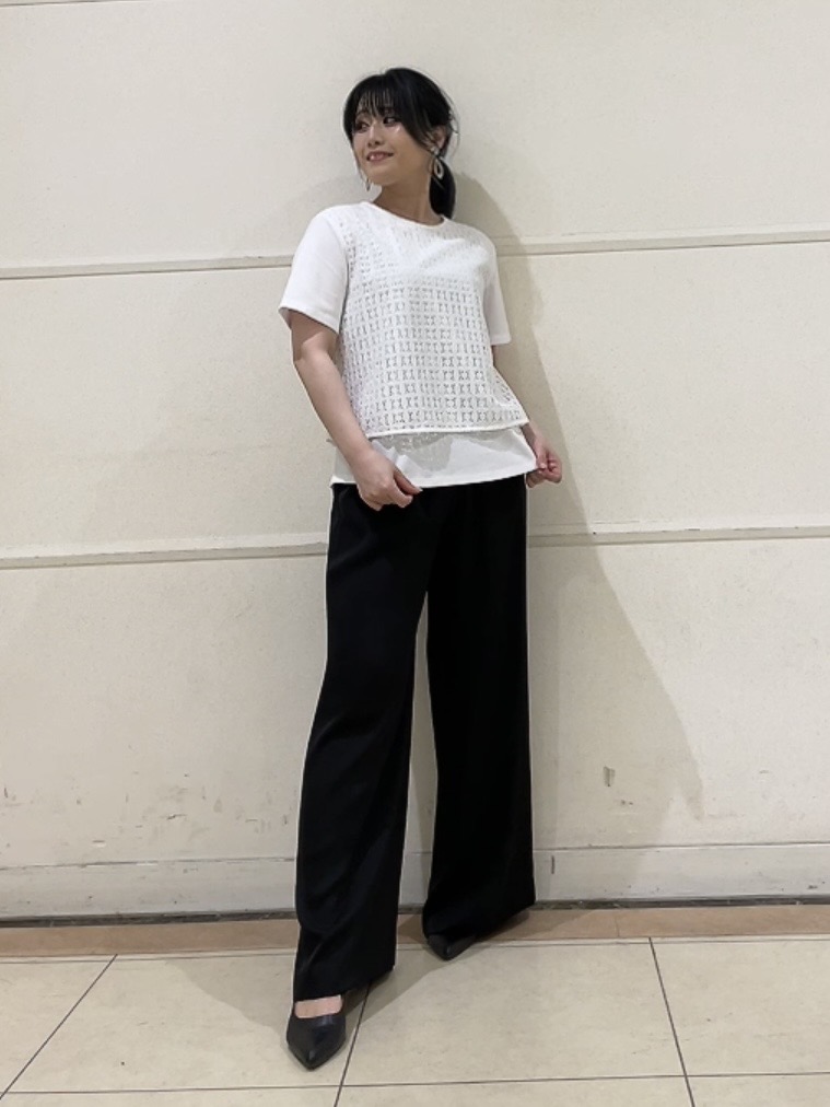 watanabeさんの「UNTITLED｜【洗える】レイヤード風レースコンビTシャツ」を使ったコーディネート