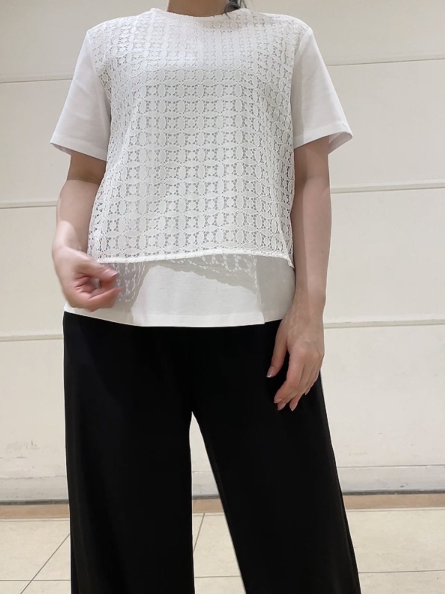 watanabeさんの「UNTITLED｜【洗える】レイヤード風レースコンビTシャツ」を使ったコーディネート
