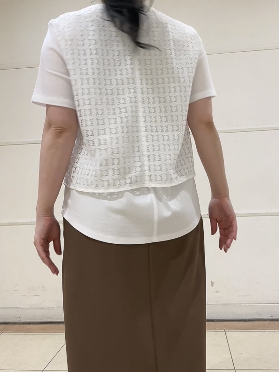 watanabeさんの「UNTITLED｜【洗える】レイヤード風レースコンビTシャツ」を使ったコーディネート