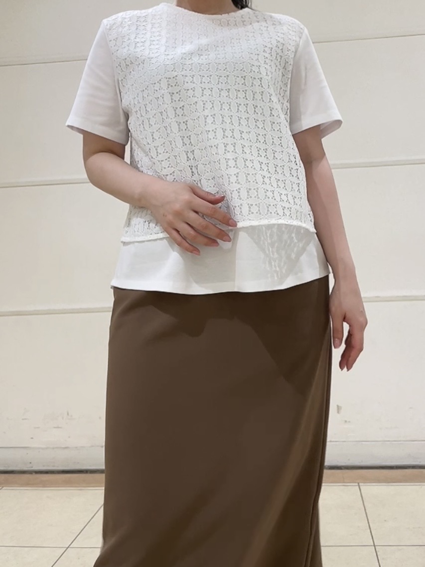 watanabeさんの「UNTITLED｜【洗える】レイヤード風レースコンビTシャツ」を使ったコーディネート