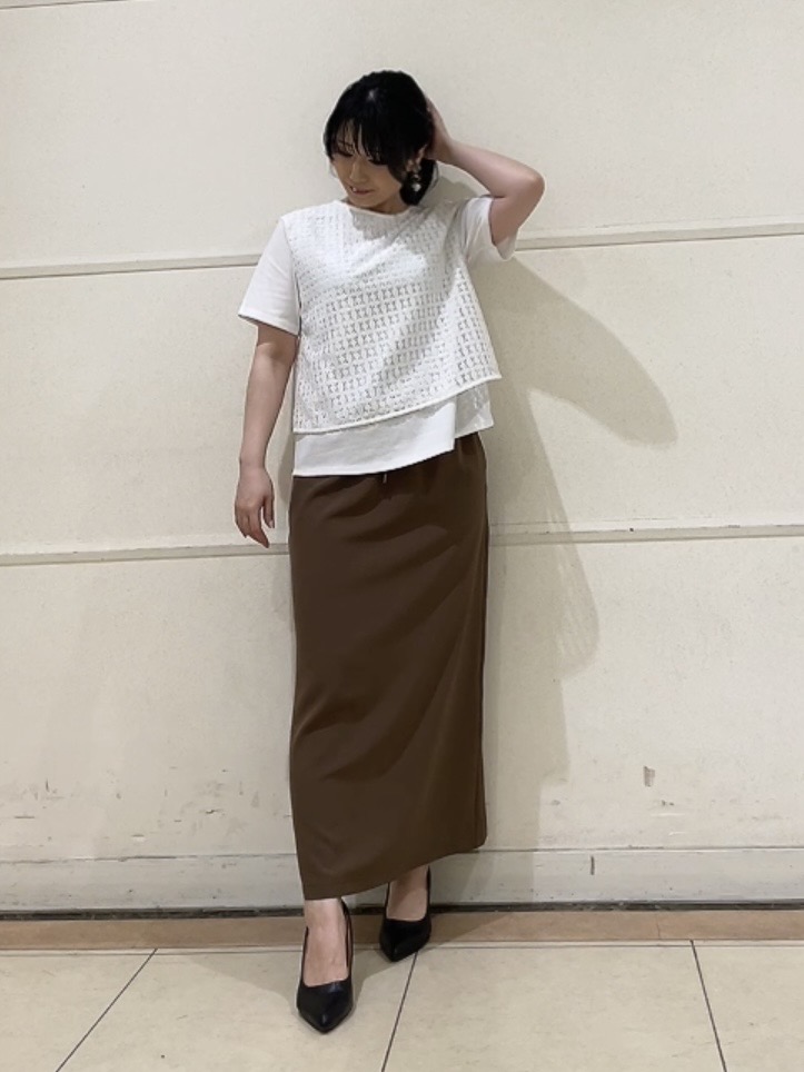 watanabeさんの「UNTITLED｜【洗える】レイヤード風レースコンビTシャツ」を使ったコーディネート