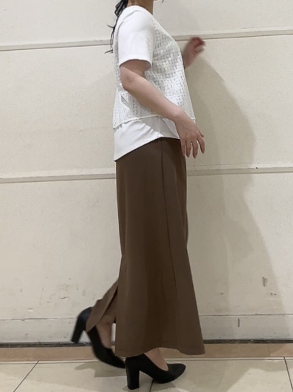 watanabeさんの「UNTITLED｜【洗える】レイヤード風レースコンビTシャツ」を使ったコーディネート