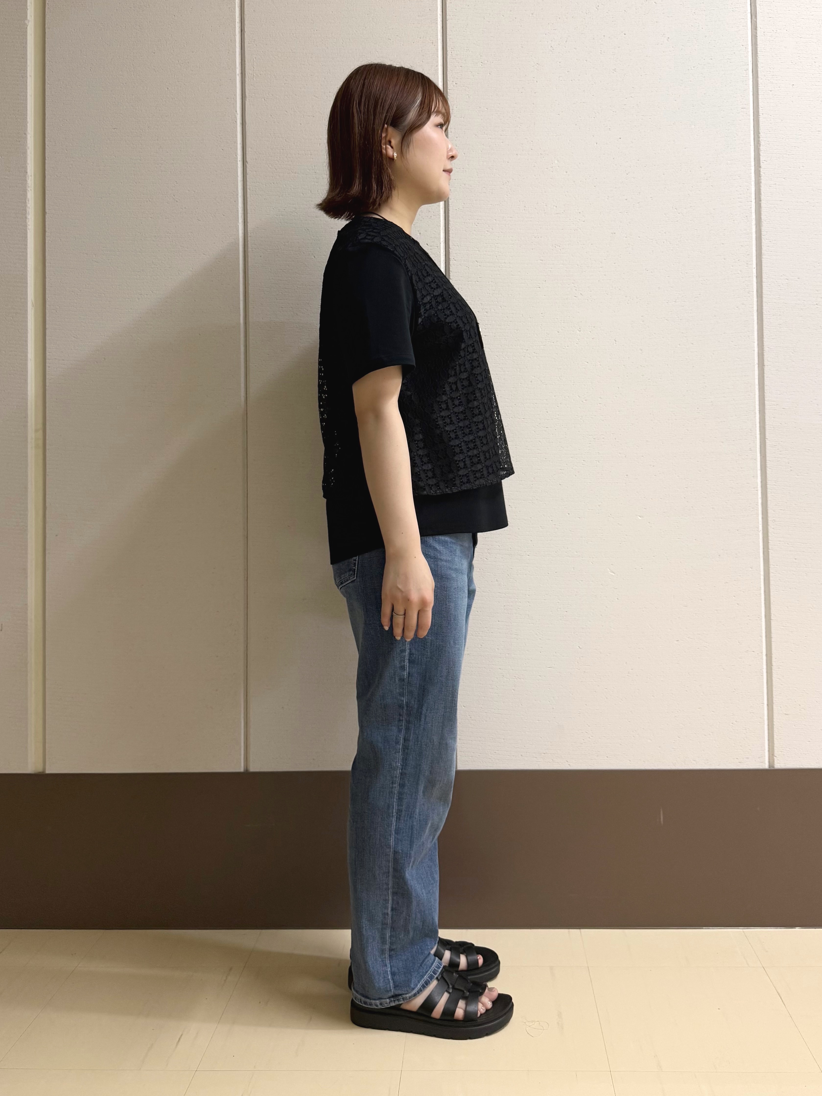 Rikoさんの「INDIVI｜【洗える】レイヤード風レースコンビTシャツ」を使ったコーディネート