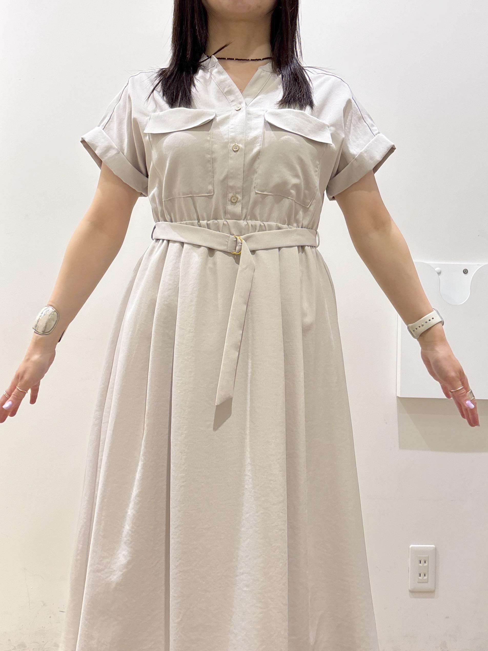 mameさんの「index｜ダブルポケットスキッパーワンピース【防シワ／洗濯機OK】《XS～3L／6col》」を使ったコーディネート