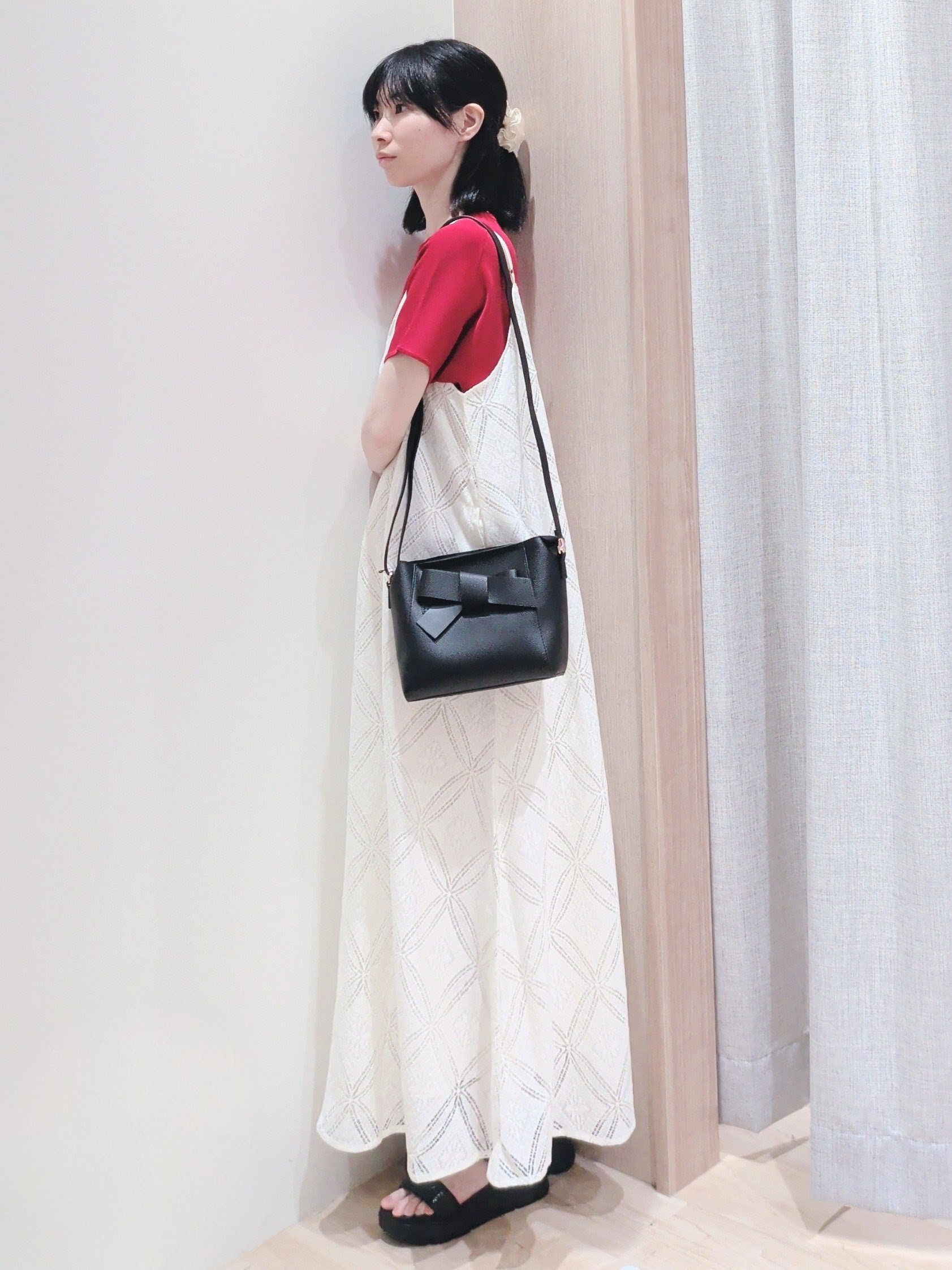 Yuiさんの「grove｜【シリーズ累計36万枚！名品ニット】やわらかドライタッチ ドルマンニット」を使ったコーディネート