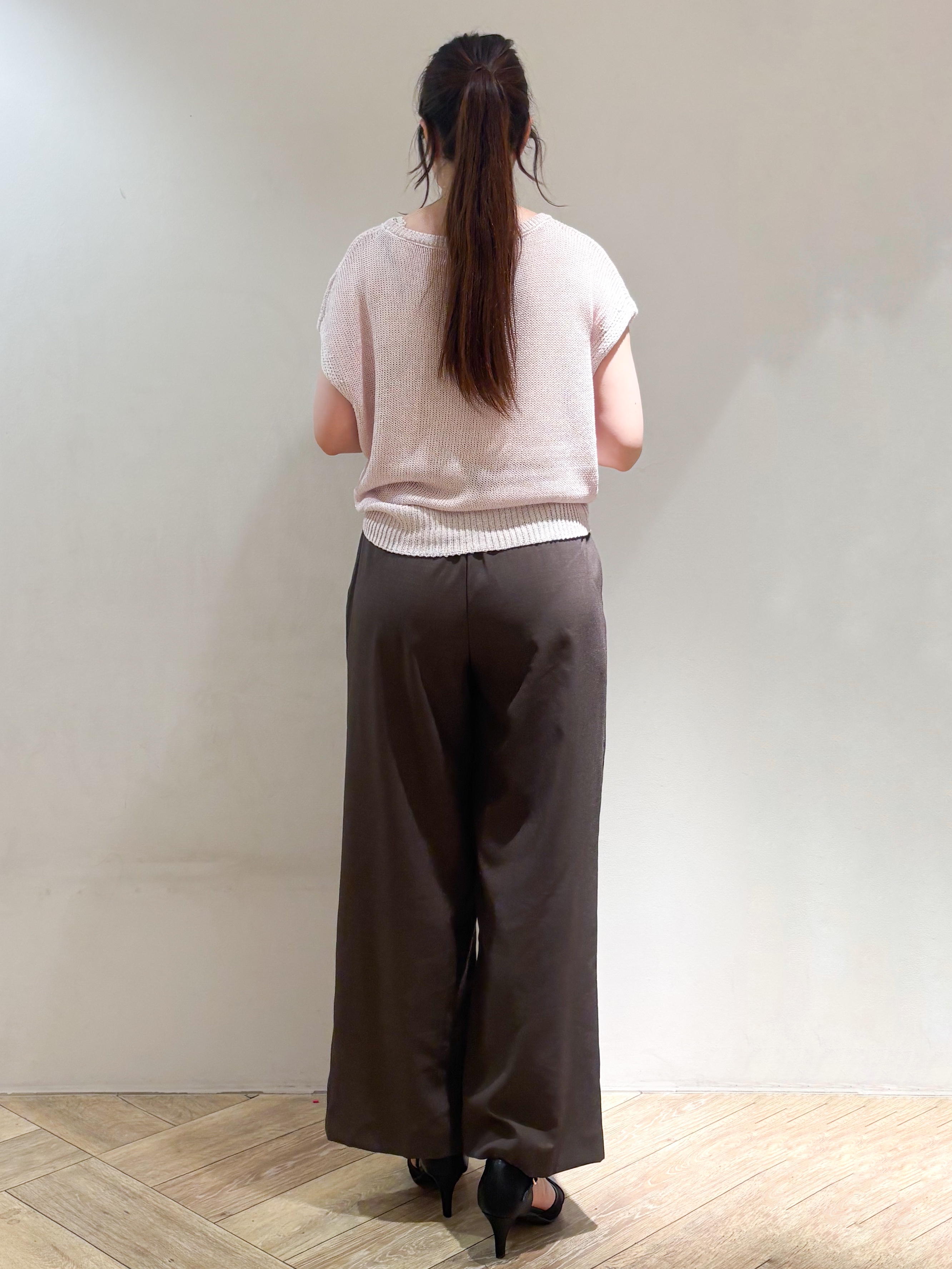 sayaさんの「index｜ラメメッシュ フレンチスリーブニット【洗濯機OK】」を使ったコーディネート