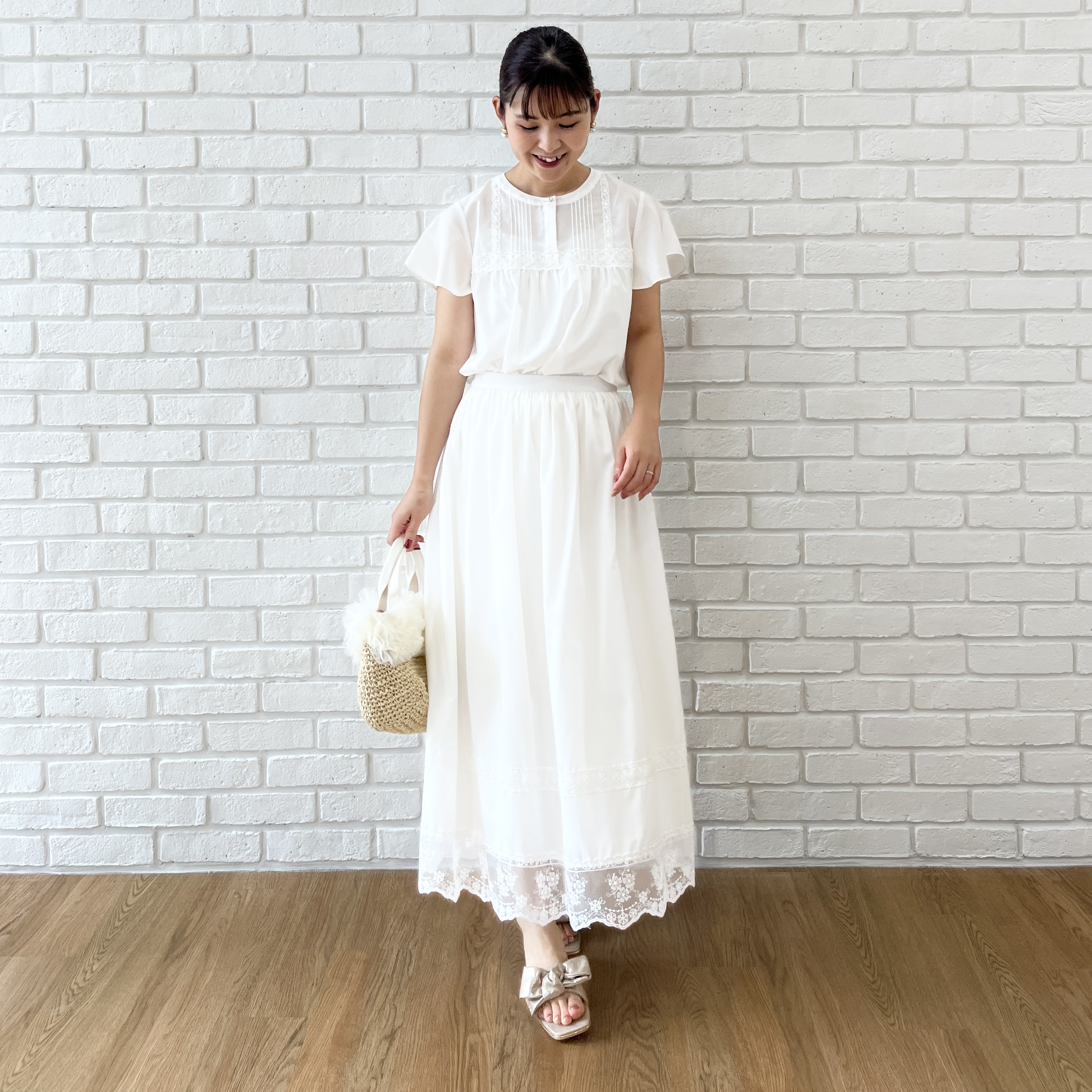 makiさんの「Couture brooch｜レースハギブラウス」を使ったコーディネート