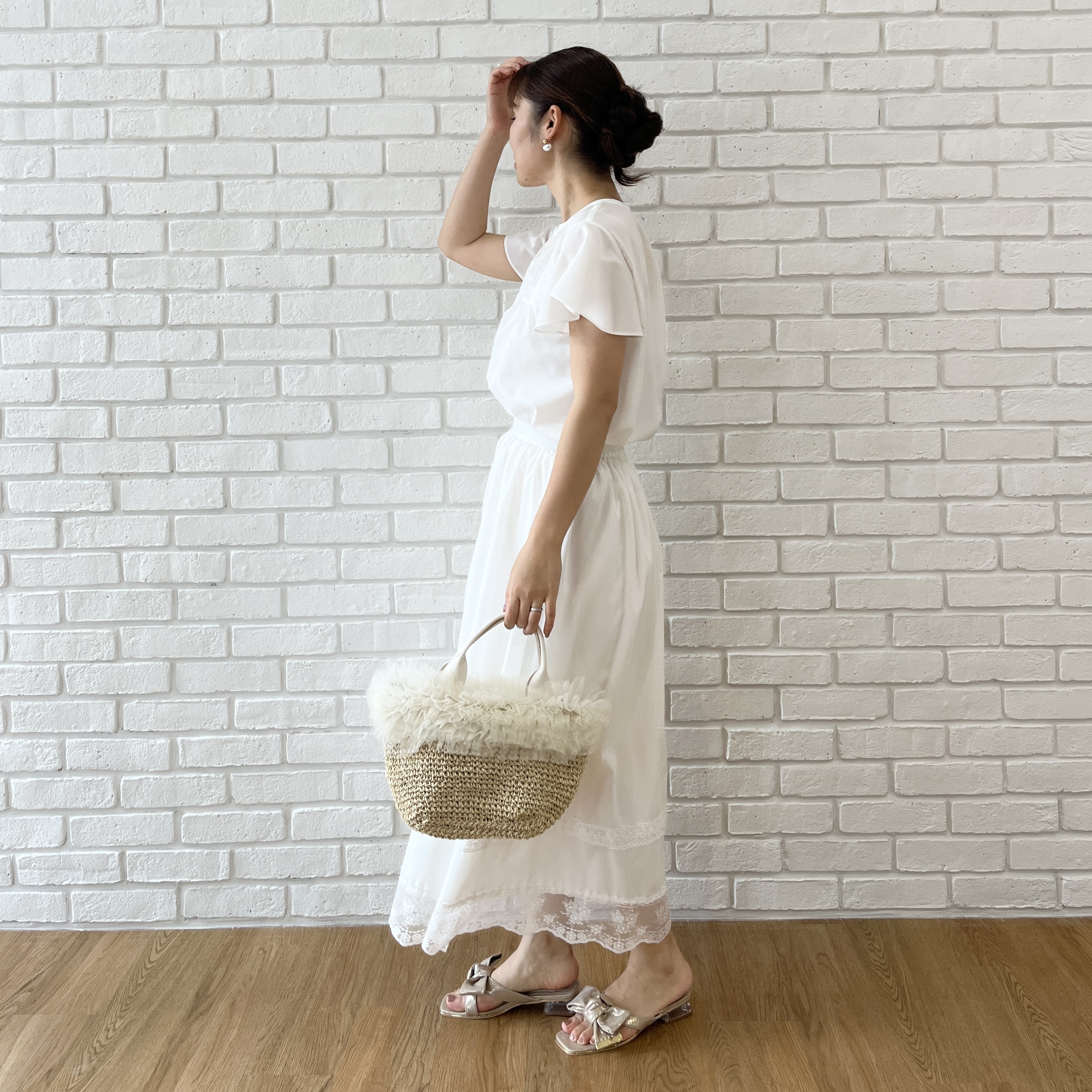 makiさんの「Couture brooch｜レースハギブラウス」を使ったコーディネート