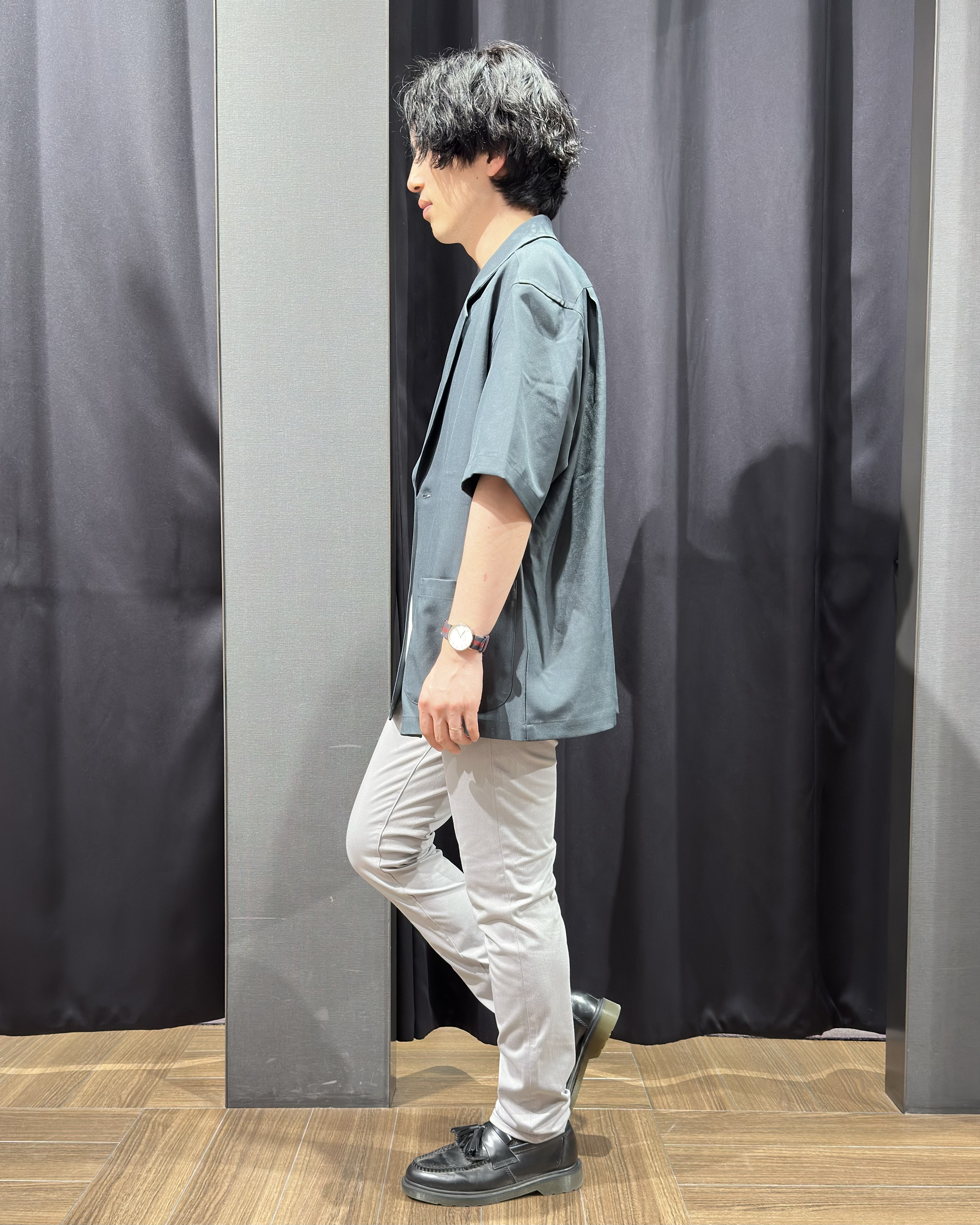 tomoyaさんの「THE SHOP TK｜リラックスワイド 5分袖ジャケット セットアップ可／洗濯機OK」を使ったコーディネート
