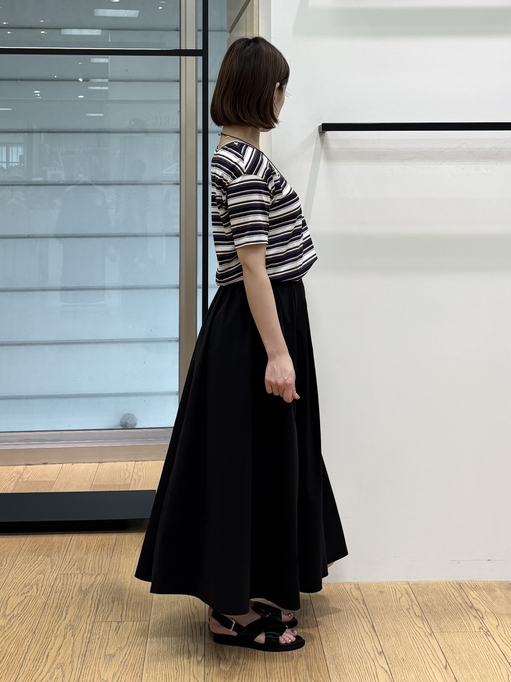asamiさんの「INDIVI｜【ゆったり／着映え】ボーダーリラクシーTシャツ」を使ったコーディネート