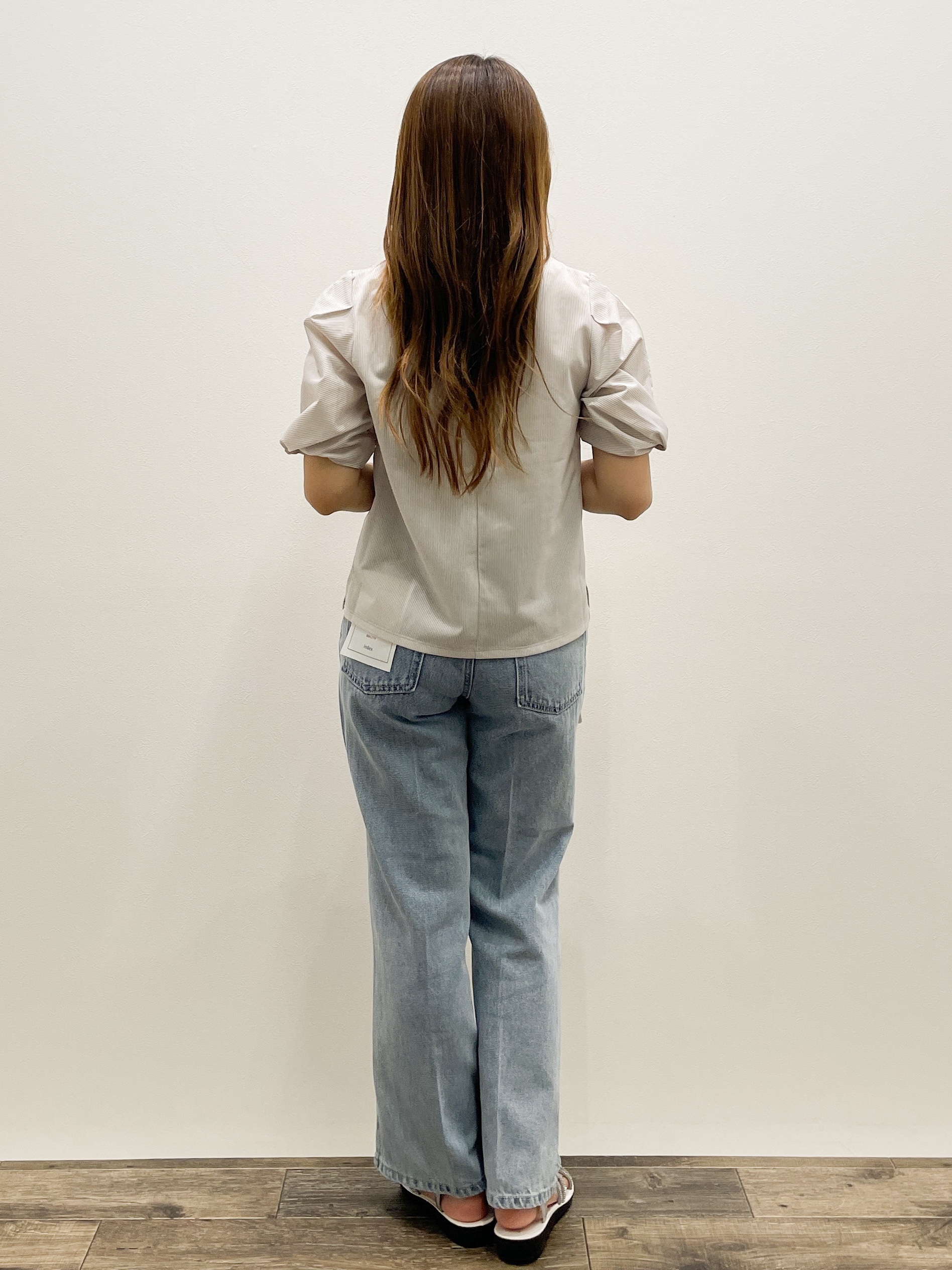 Asukaさんの「OPAQUE.CLIP｜【吸水速乾】ストライプ調デザインスリーブトップス《洗濯機OK》」を使ったコーディネート