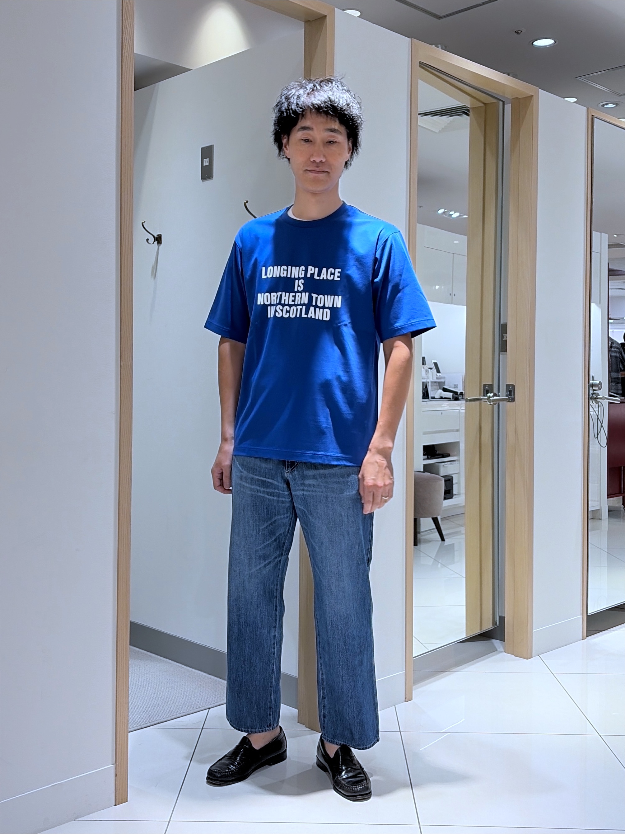 mutoさんの「TAKEO KIKUCHI｜【BOWLER HAT LABEL】アイスクリアコットン バッククロスピストル 半袖Tシャツ」を使ったコーディネート