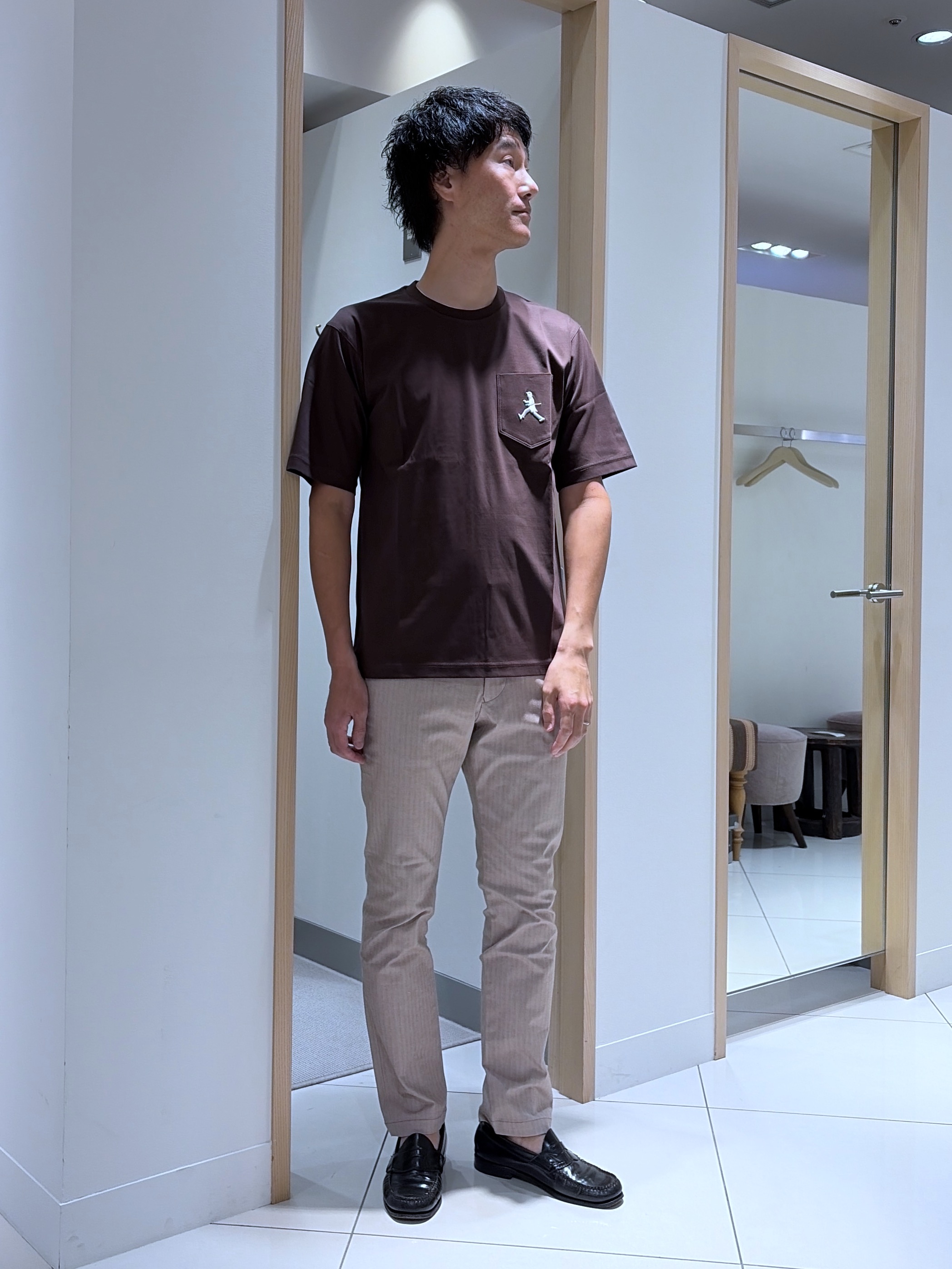 mutoさんの「TAKEO KIKUCHI｜【BOWLER HAT LABEL】アイスクリアコットンボーラーハットウォーカー 半袖ポケT」を使ったコーディネート