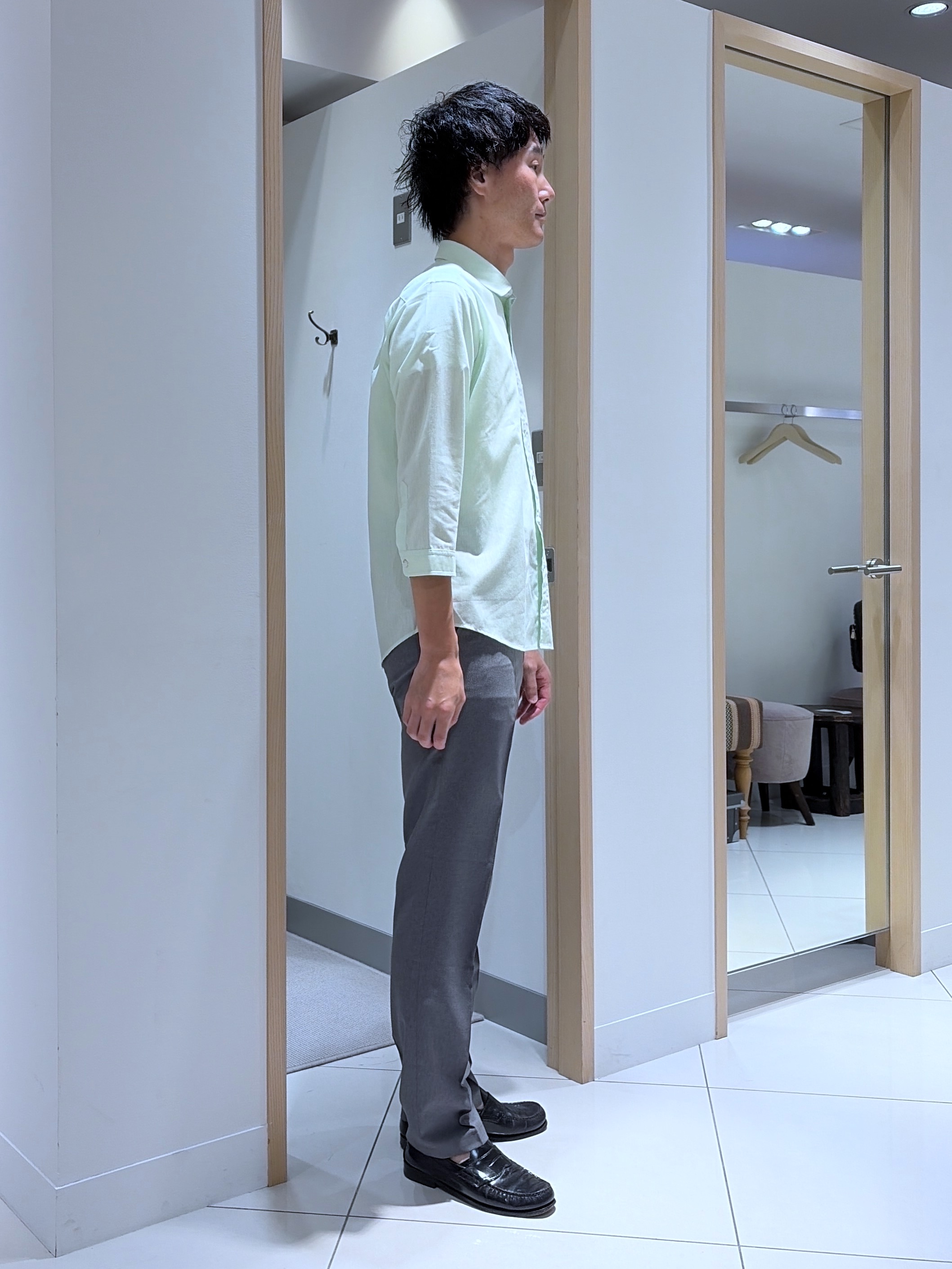 mutoさんの「TAKEO KIKUCHI｜【接触冷感】ハイブリッド リネン 七分袖シャツ」を使ったコーディネート