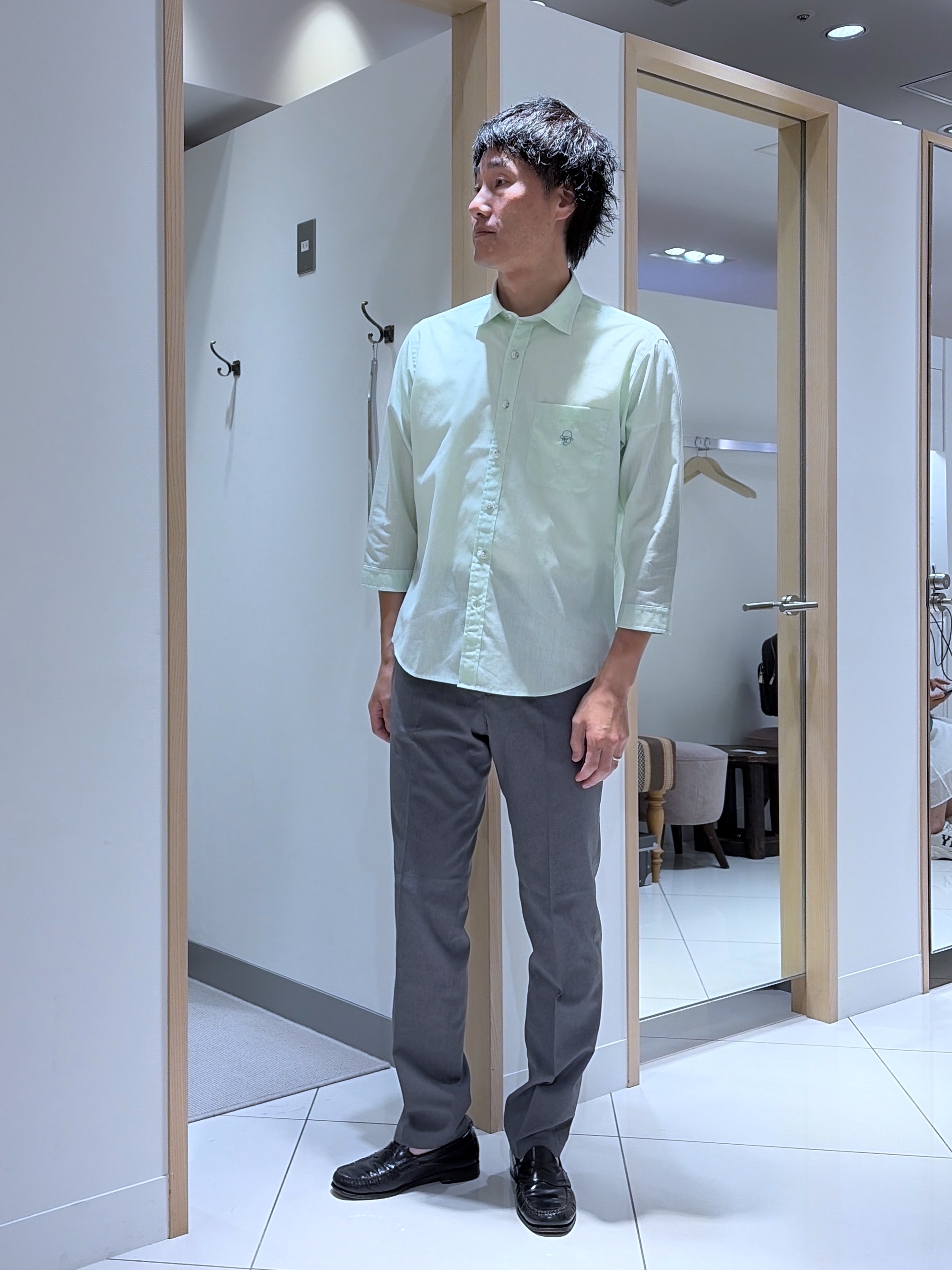 mutoさんの「TAKEO KIKUCHI｜【接触冷感】ハイブリッド リネン 七分袖シャツ」を使ったコーディネート