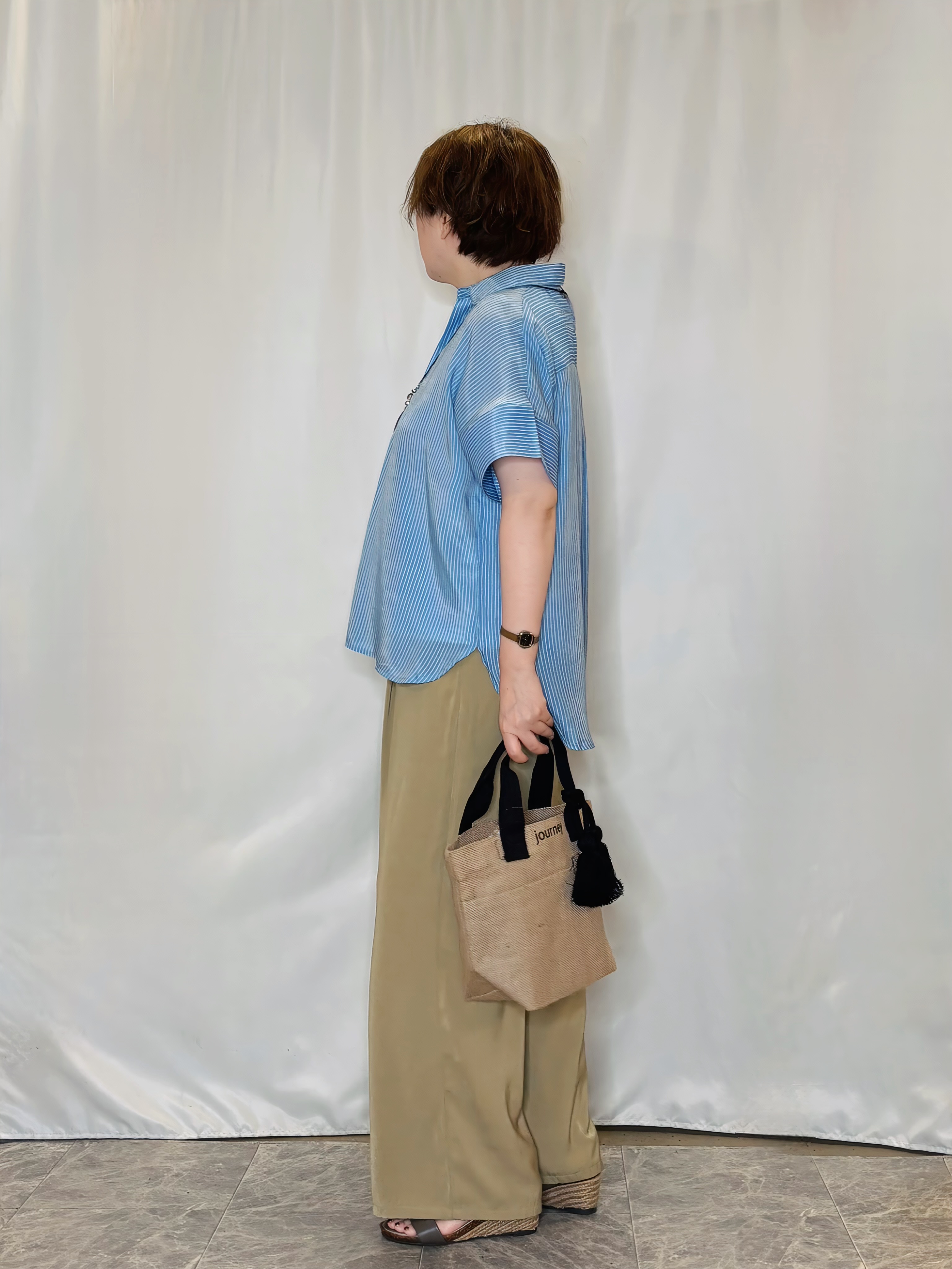 たみさんの「SHOO･LA･RUE｜【2点セット/S-LL/洗濯機可】時短でコーデ決まる スラブスキッパーシャツ＋タンクトップ」を使ったコーディネート