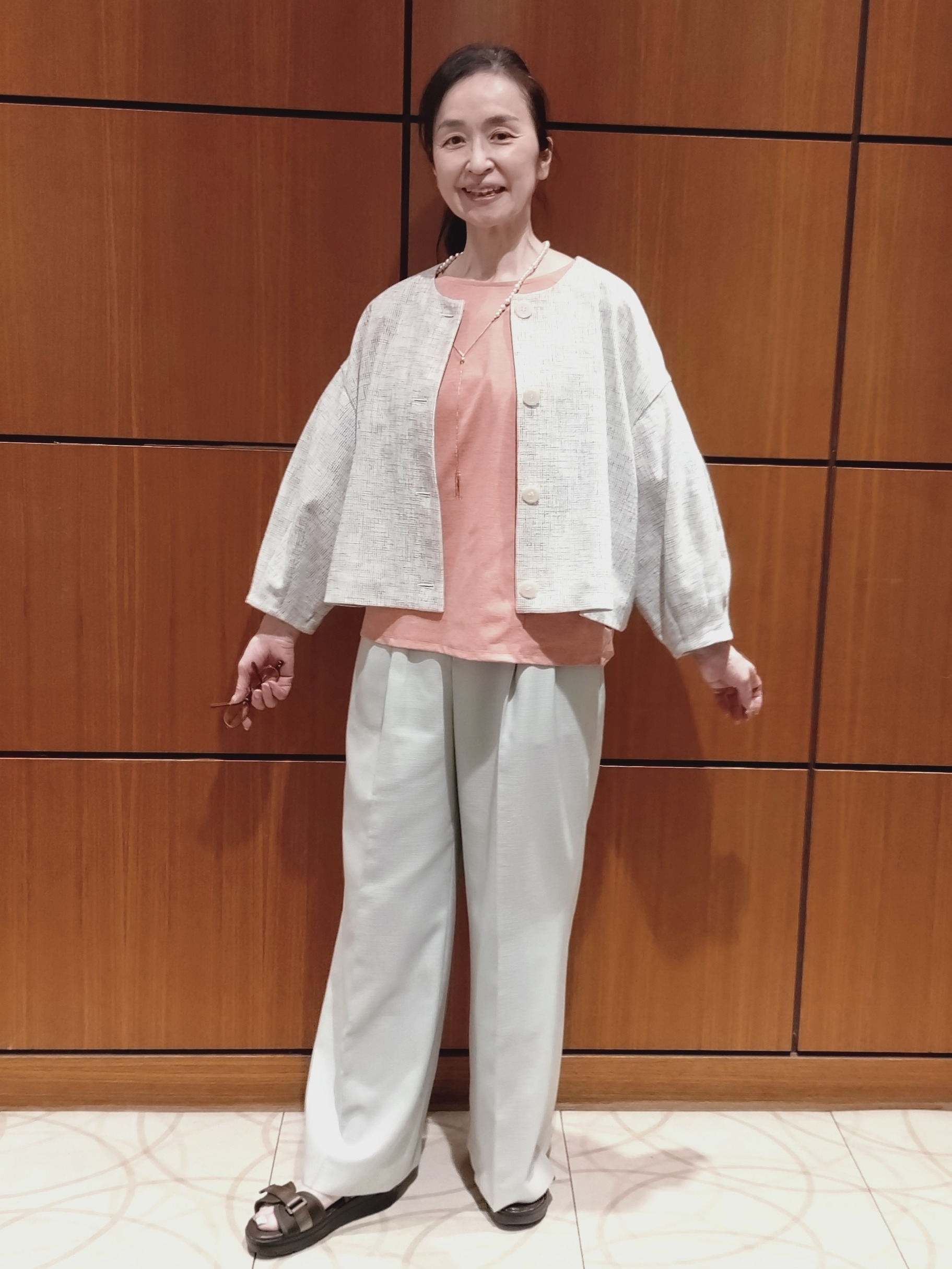 Kさんの「Reflect｜【セットアップ可】ツイードノーカラージャケット」を使ったコーディネート
