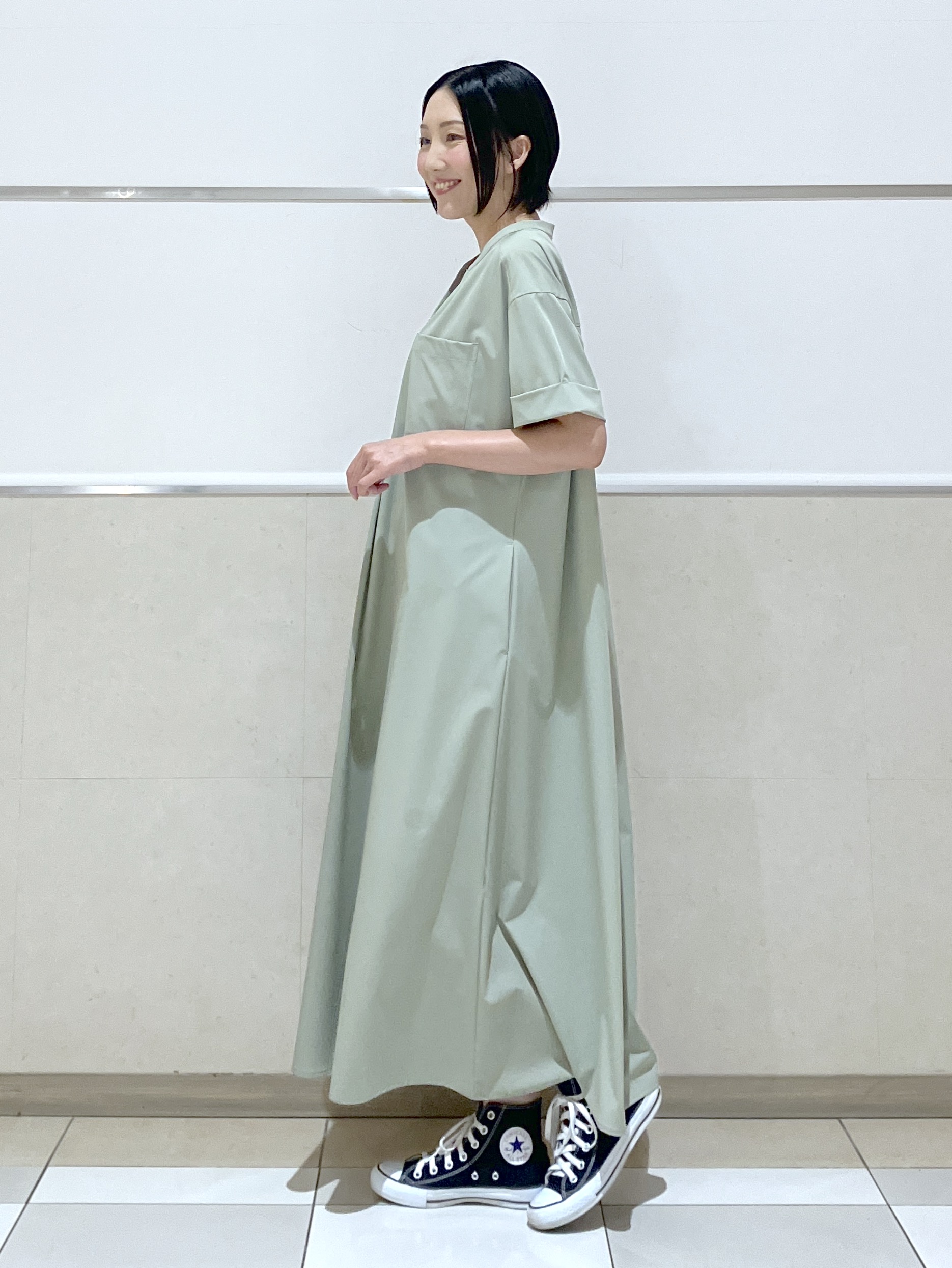 eriko さんの「Dessin｜【接触冷感/UVカット】バンドカラーワンピース」を使ったコーディネート