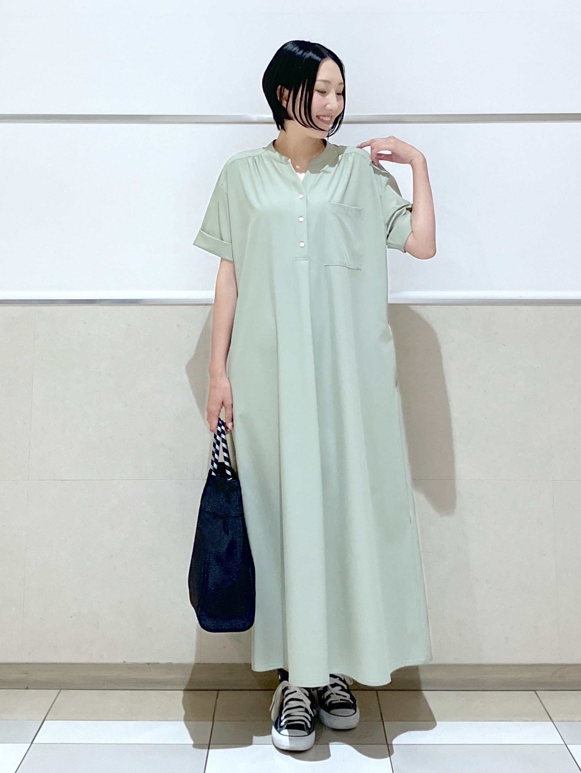 eriko さんの「Dessin｜【接触冷感/UVカット】バンドカラーワンピース」を使ったコーディネート